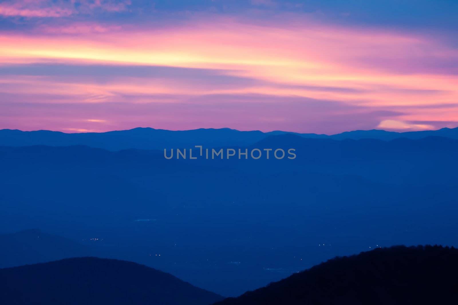 Blue Ridge Parkway Scenic Landscape Appalachian Mountains Ridges Sunset Layers over Great Smoky Mountains National Park by digidreamgrafix