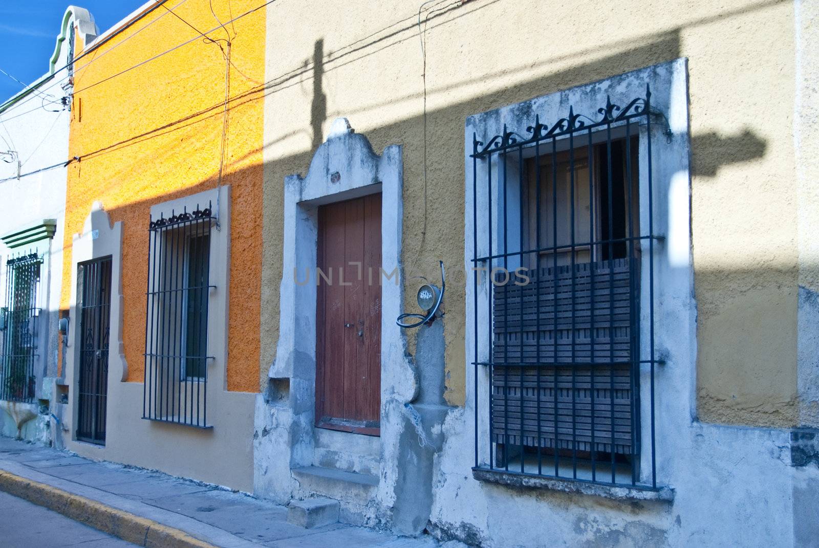 Abandoned old houses in Mexican town