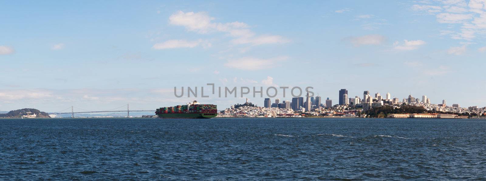 Downtown of San Francisco as seen from the bay in the morning