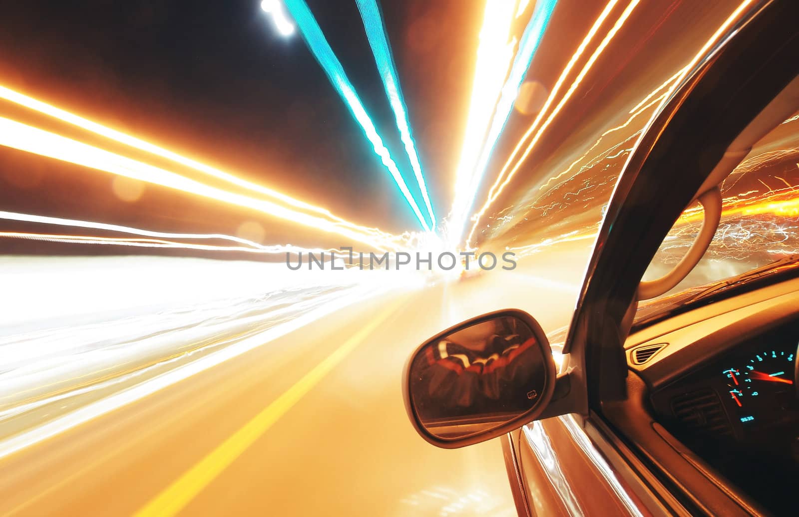 View from a moving vehicle gives feeling of a speed of light as timetravel by digidreamgrafix