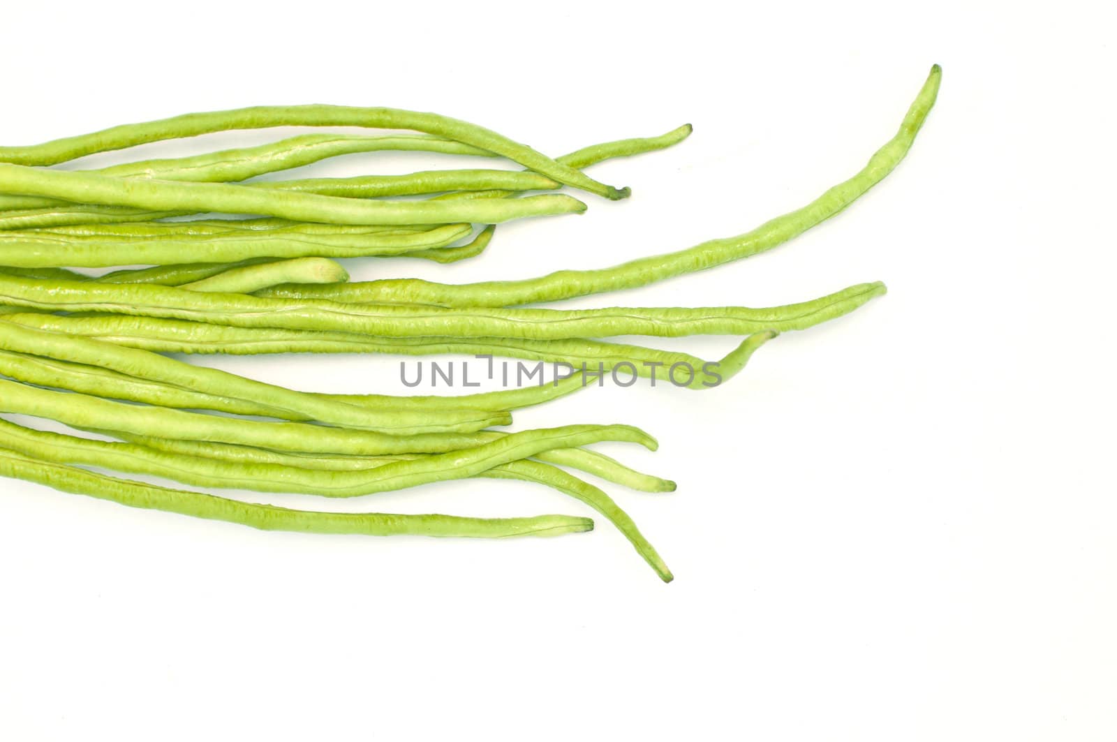 Green beans on white background