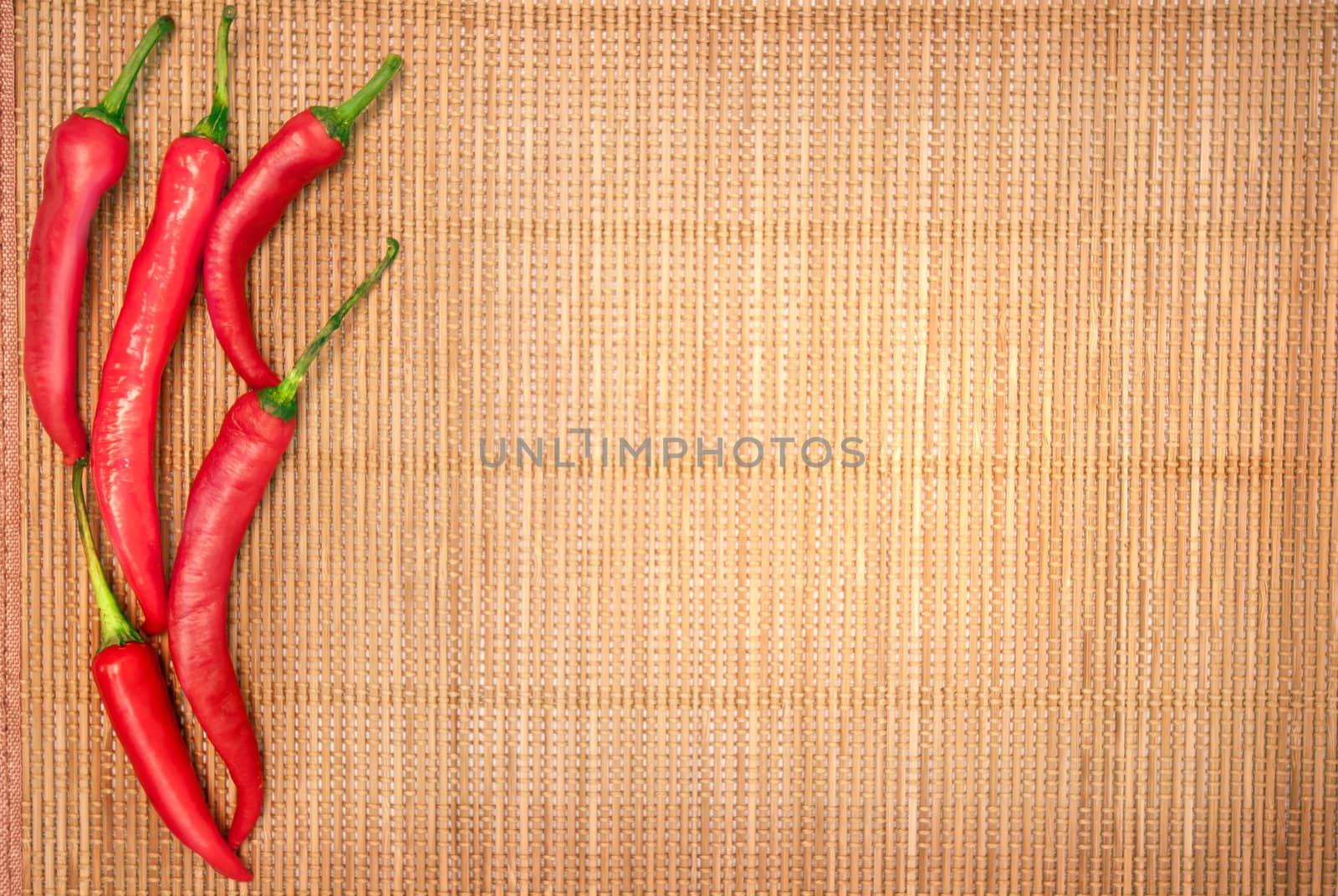 abstract design background vegetables on a bamboo mat background