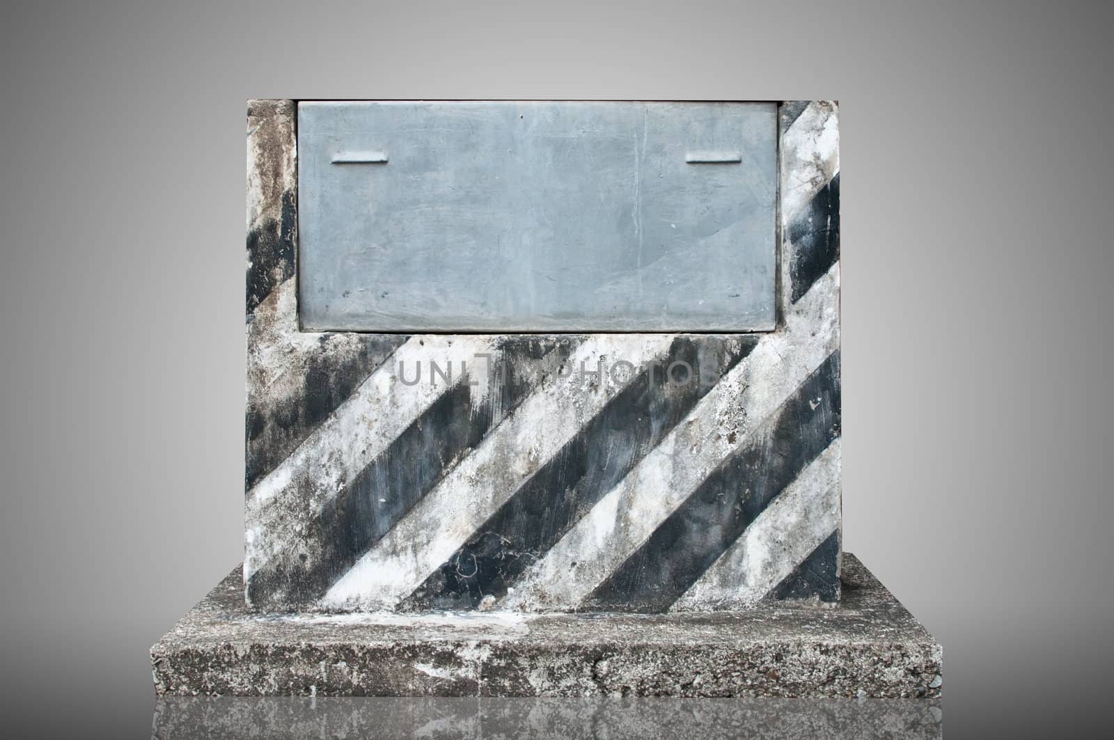 Old Cement podium and metal plate