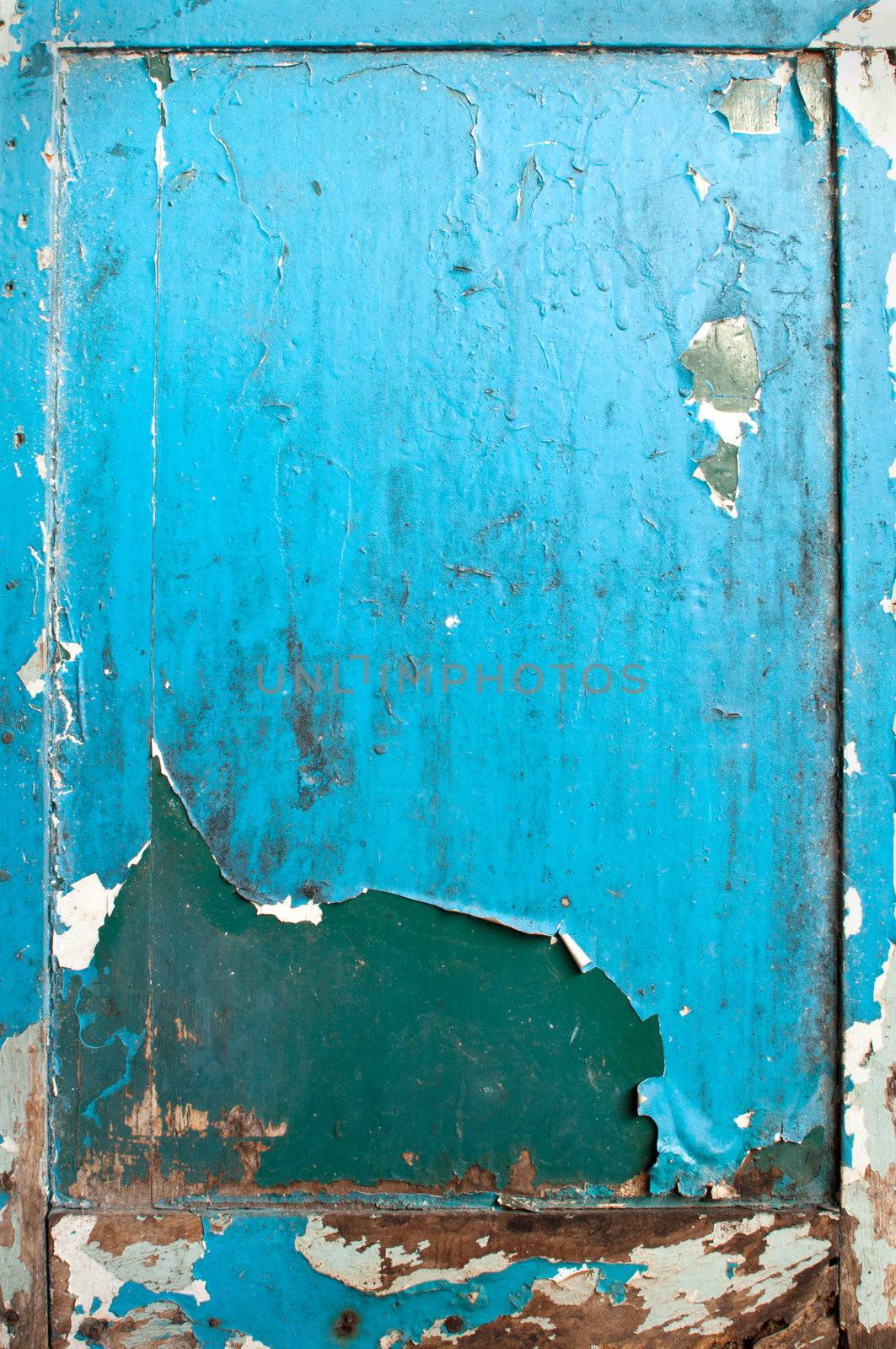 Old blue wood door weathered texture