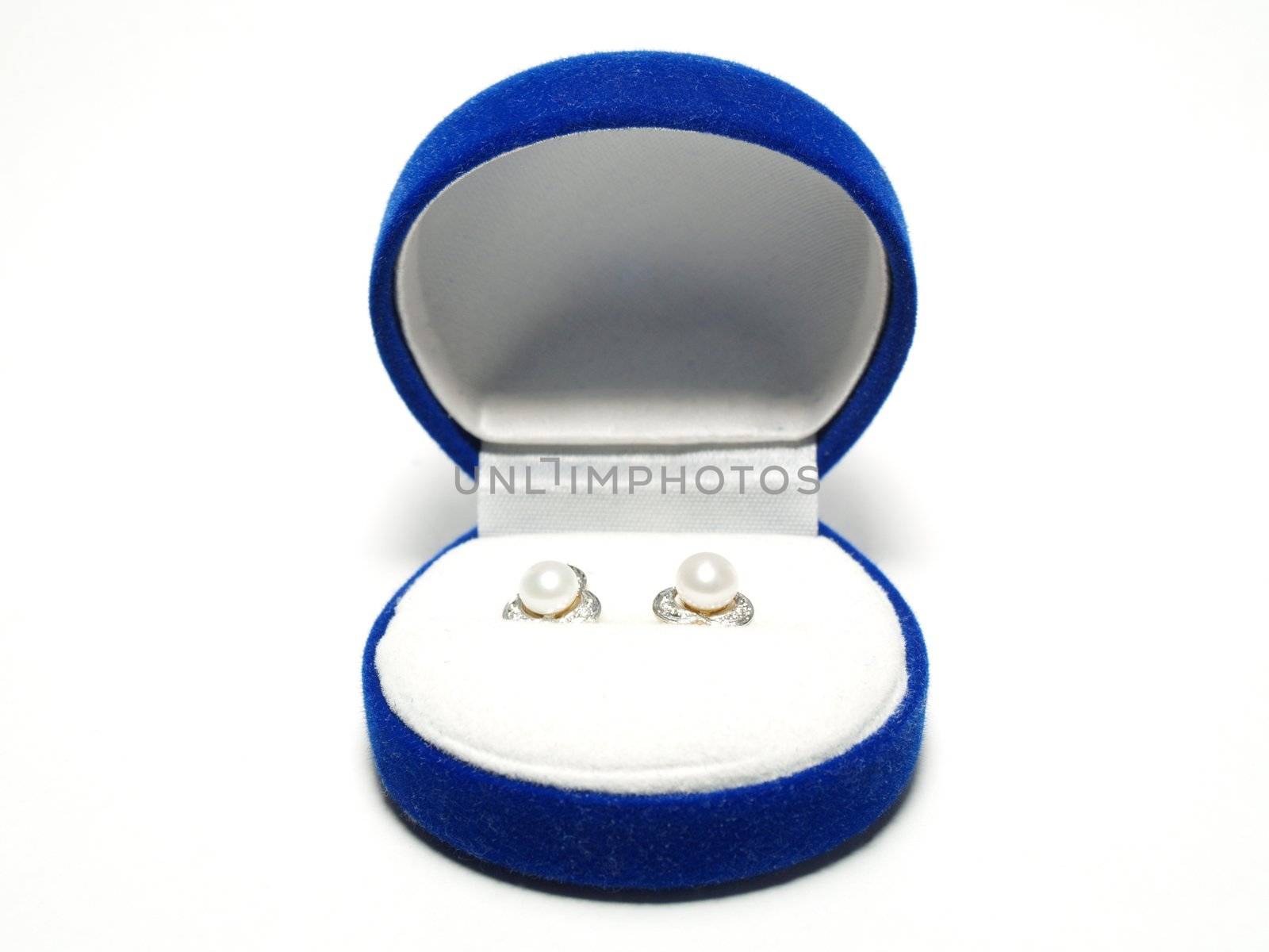 Earrings in a blue box