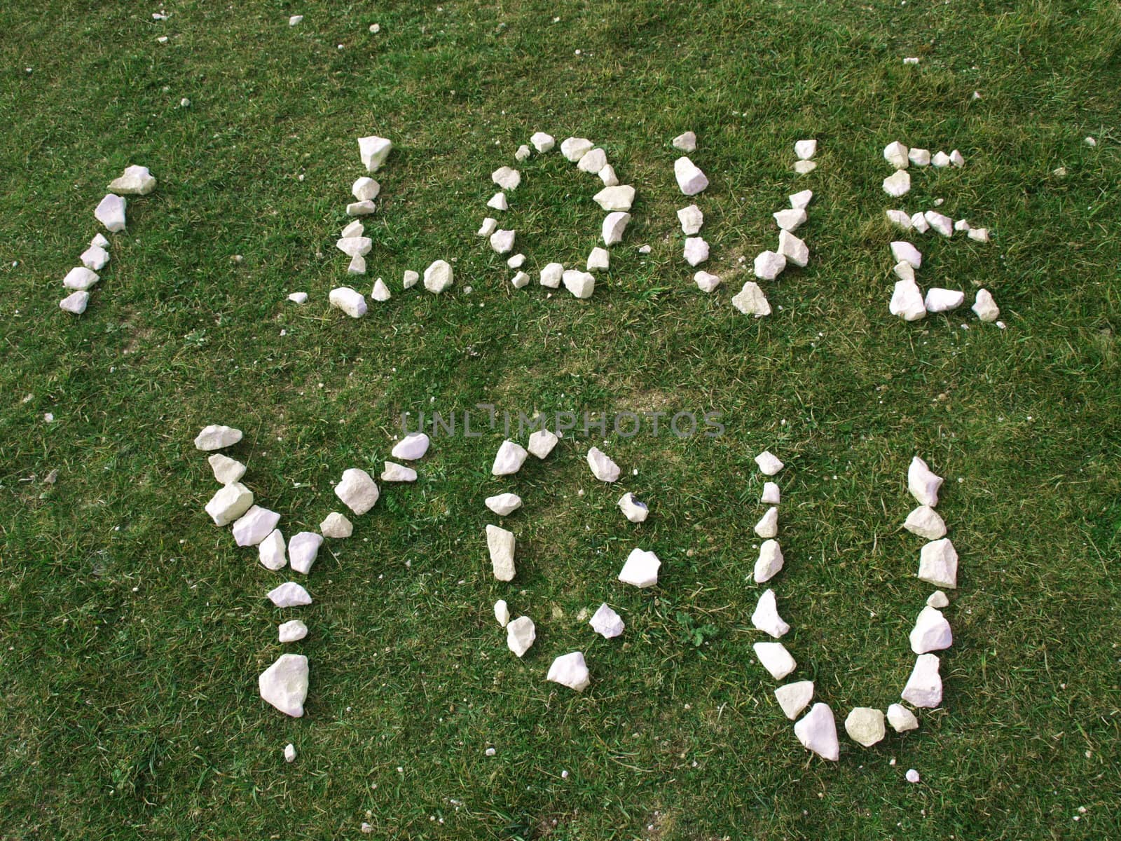 I love you texture written with stones