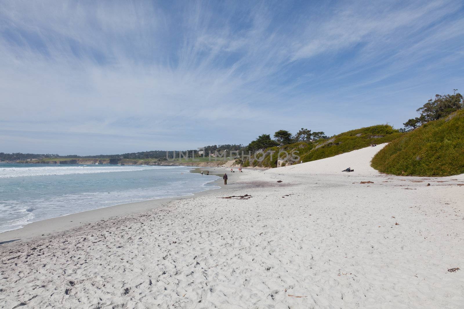 Huge clean white sandy beach in Carmel-by-the-Sea, California