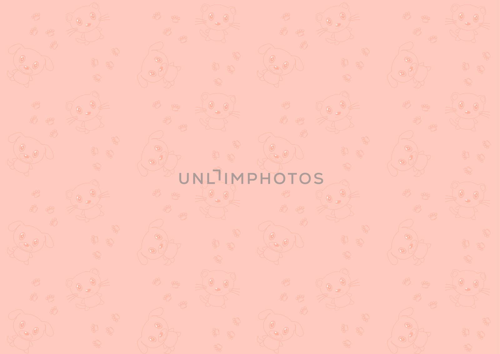 Seamless pattern with cat and dog on a pink background