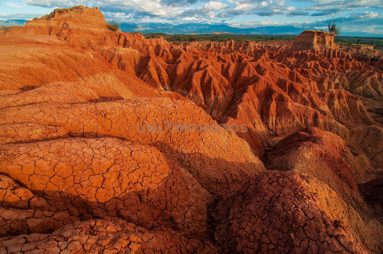 The red rock formations in Tatacoa Desert in Huila, Colombia