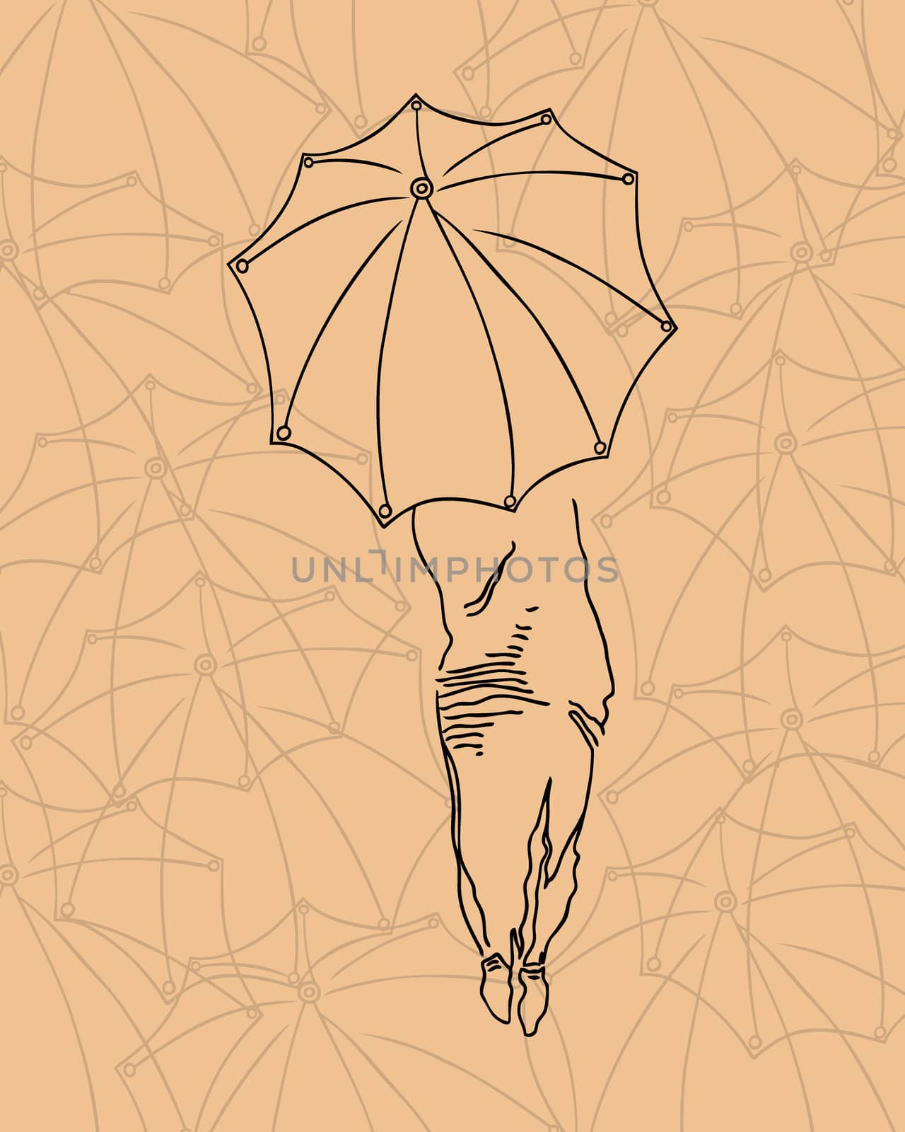 The abstract image of the girl with an umbrella. vector illustration.