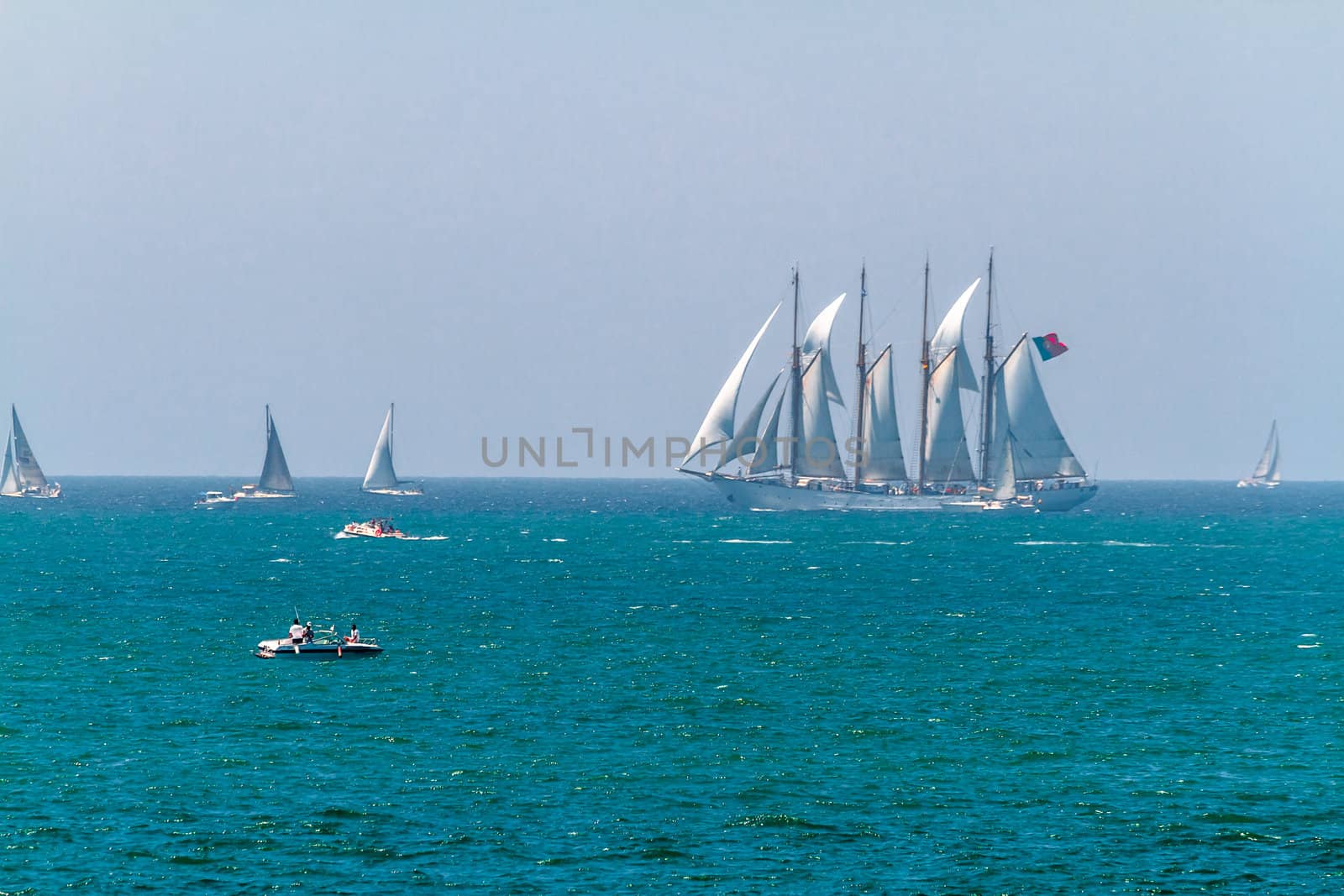 CADIZ, SPAIN - JUL 29: Portuguese Navy Ship, Creoula setting sail on the Tall ship races 2012 on July 29 , 2012, in Cadiz , Spain