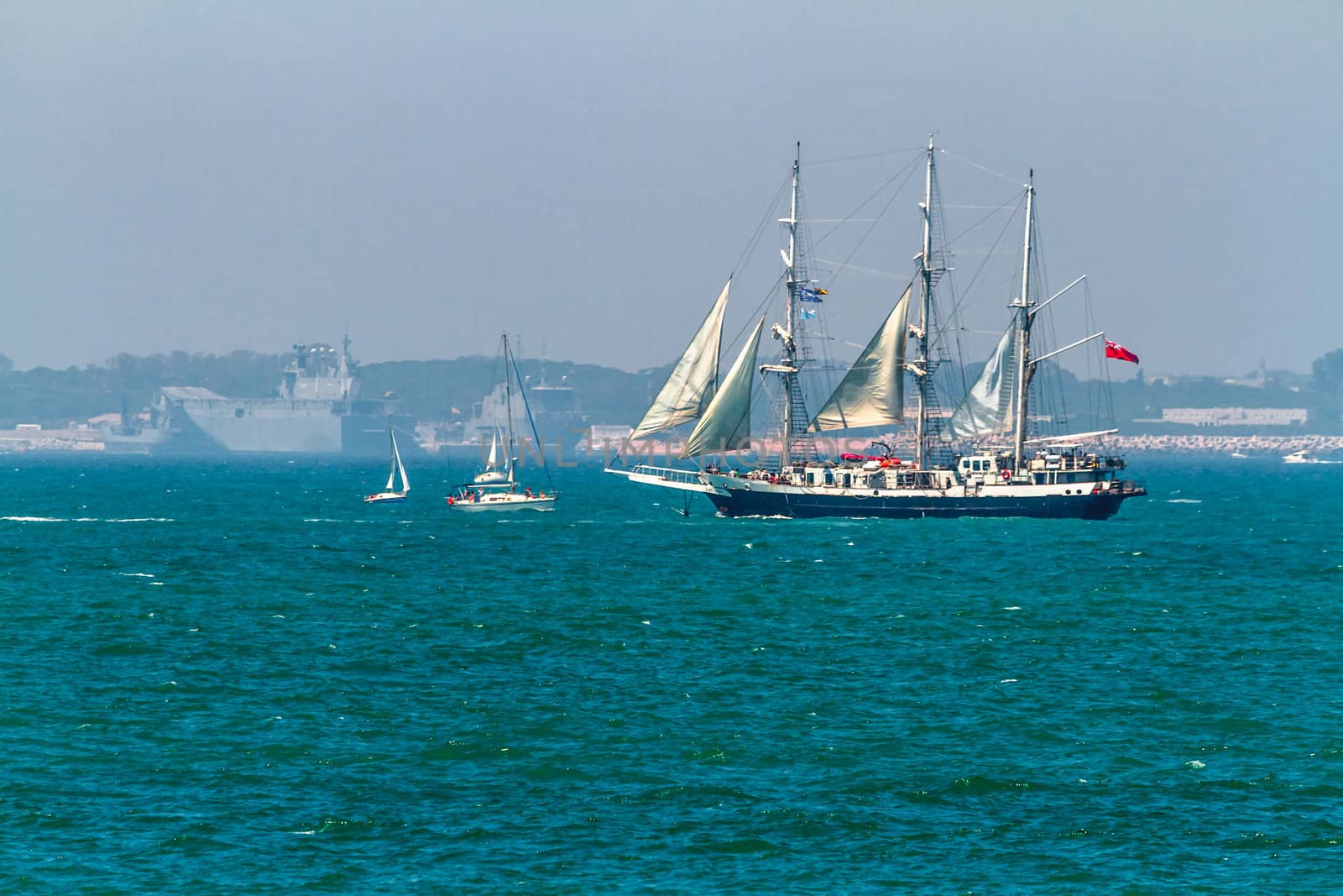 CADIZ, SPAIN - JUL 29: English  Ship, Lord Nelson setting sail on the Tall ship races 2012 on July 29 , 2012, in Cadiz , Spain