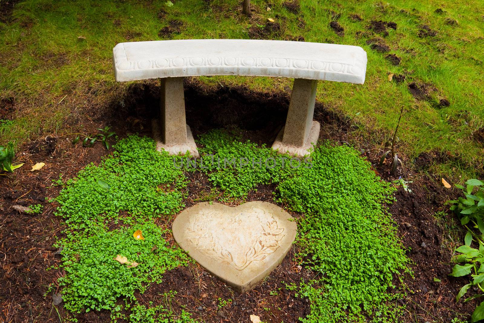 Heart Stone Bench by joshuaraineyphotography