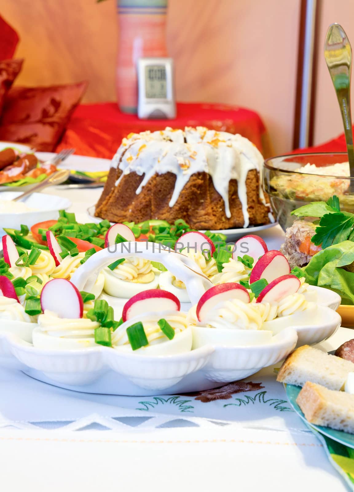 Easter meal on table