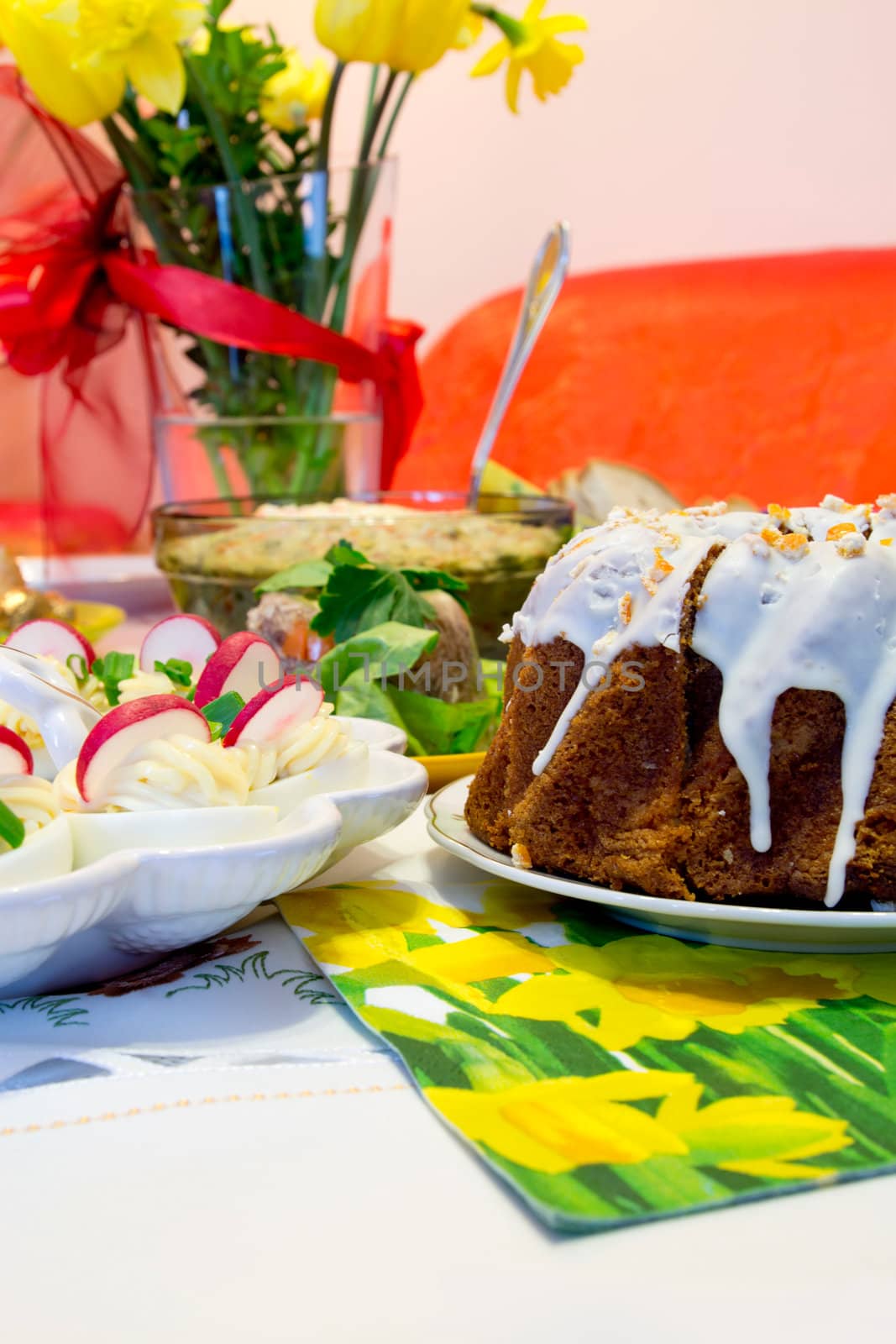 Easter meal on table