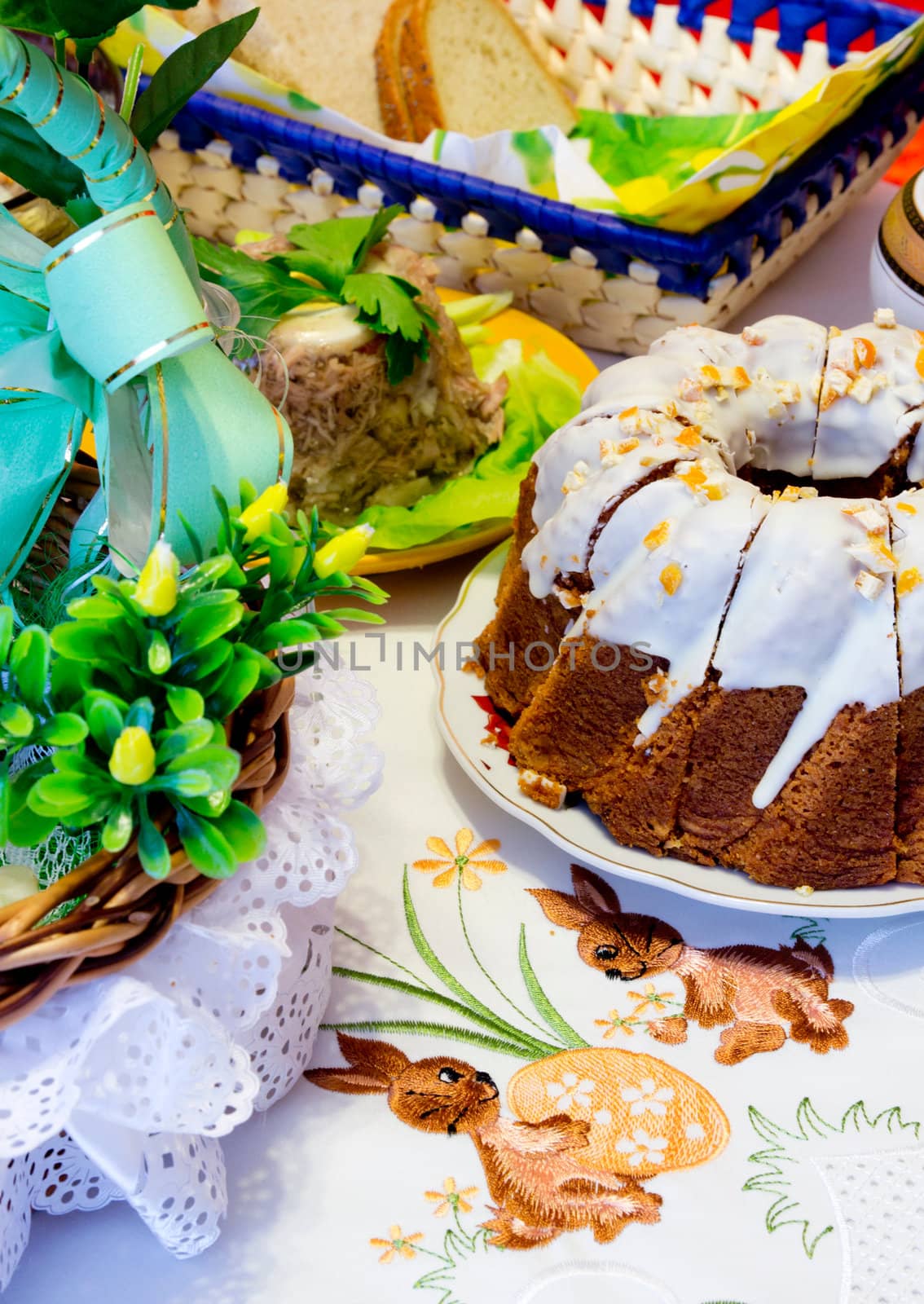 Easter meal on table