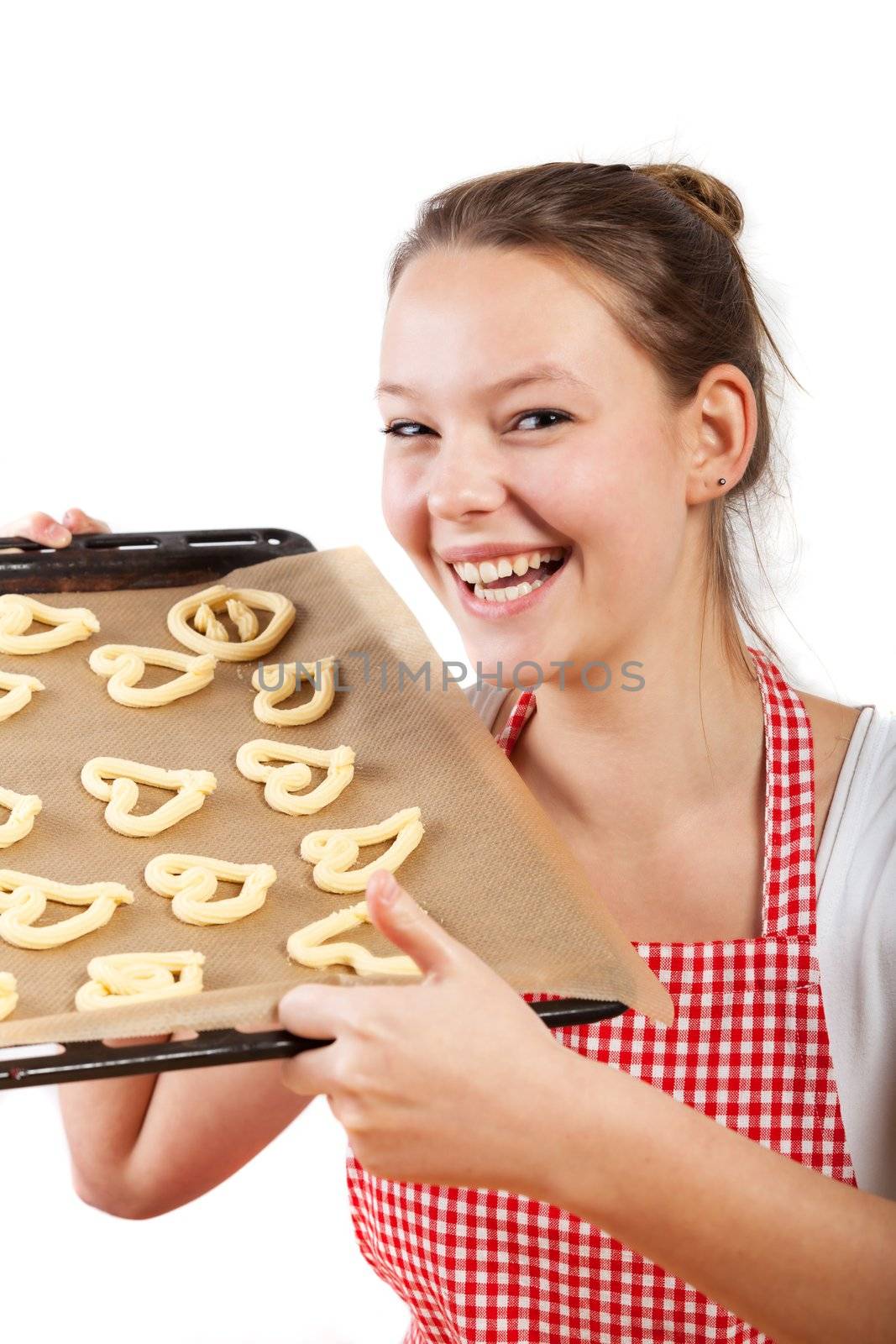 woman baking christmas cookies