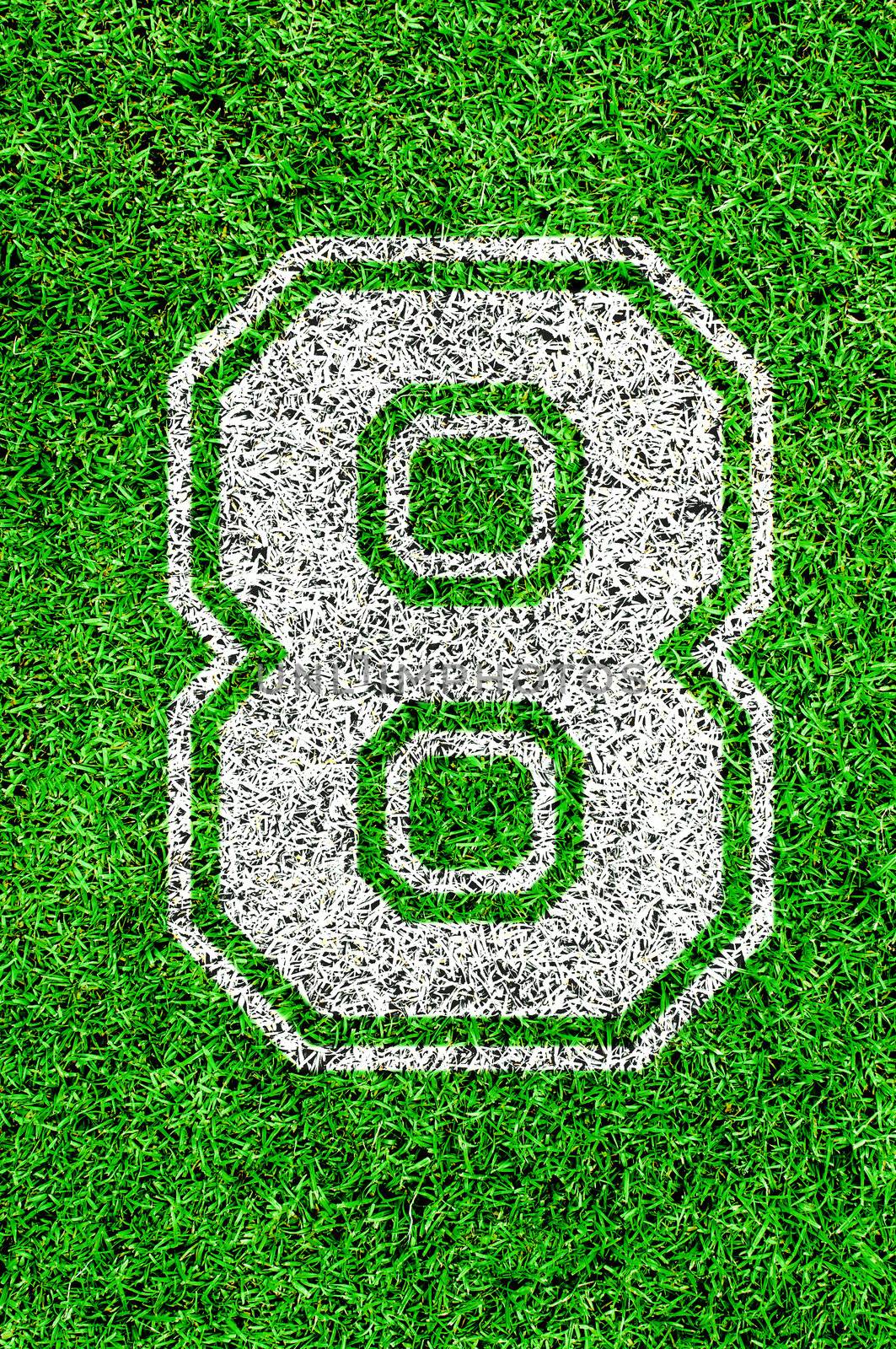 White line number on green grass