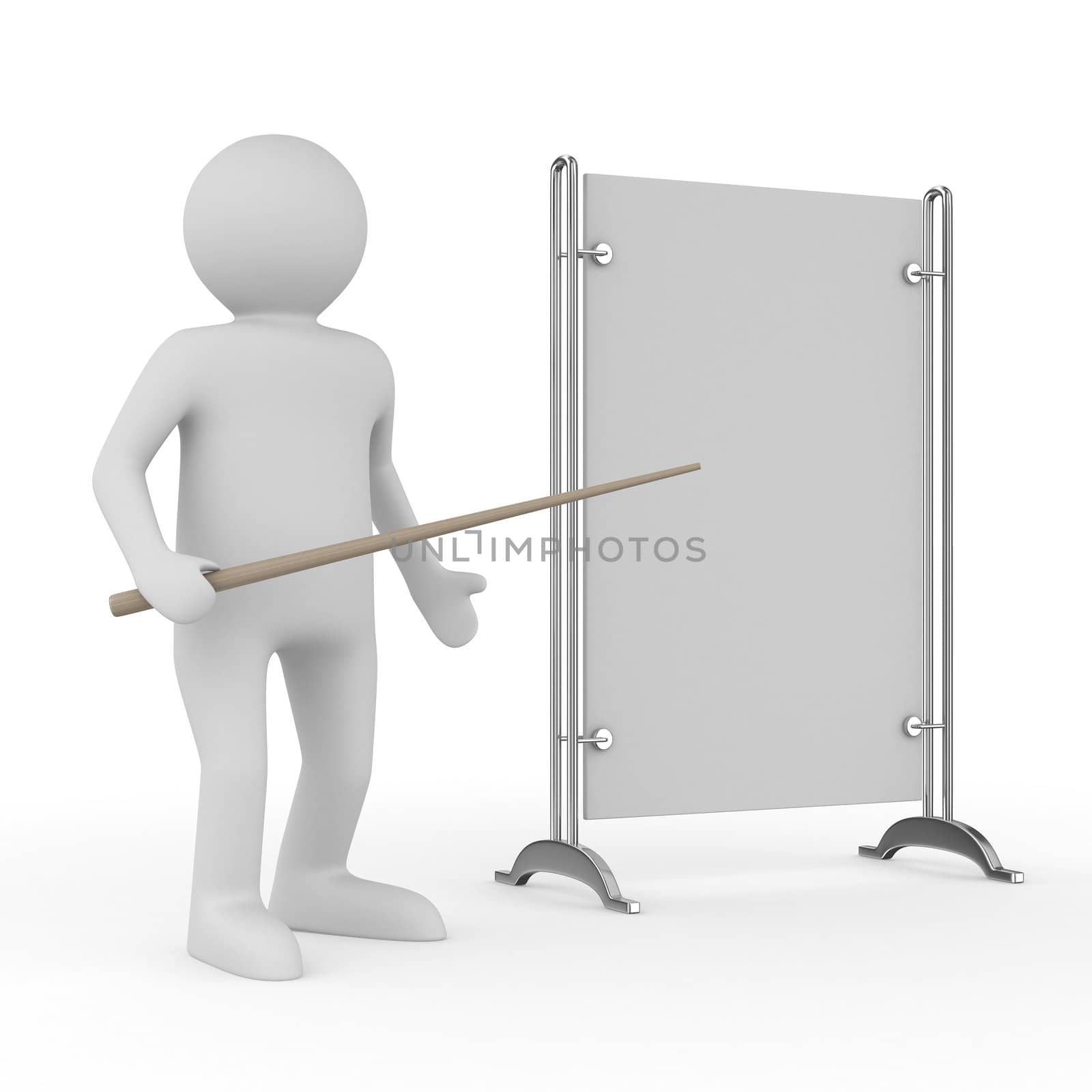 Men with empty board. Isolated 3d image by ISerg