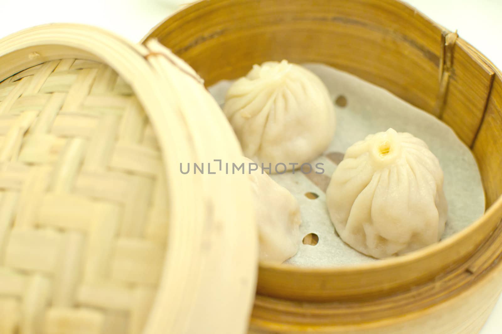 Chinese Dim sum in bamboo basket