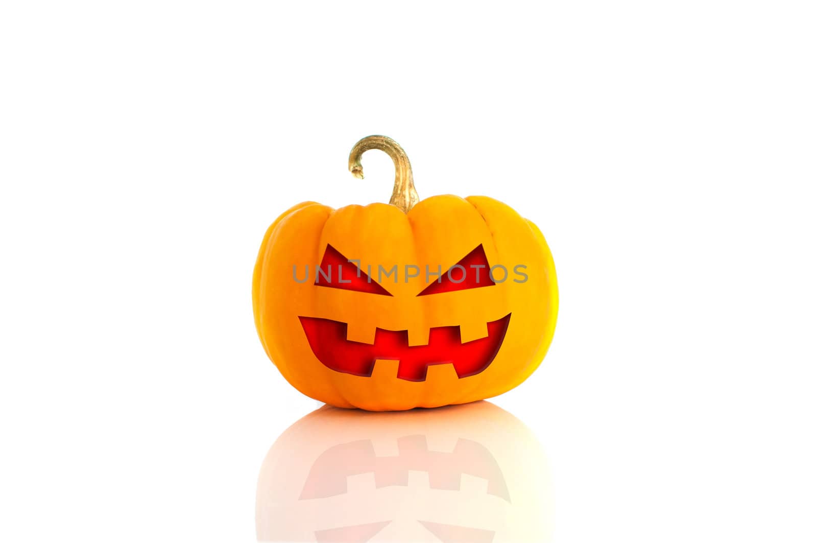 Halloween Pumpkin.Scary Jack O'Lantern isolated on white