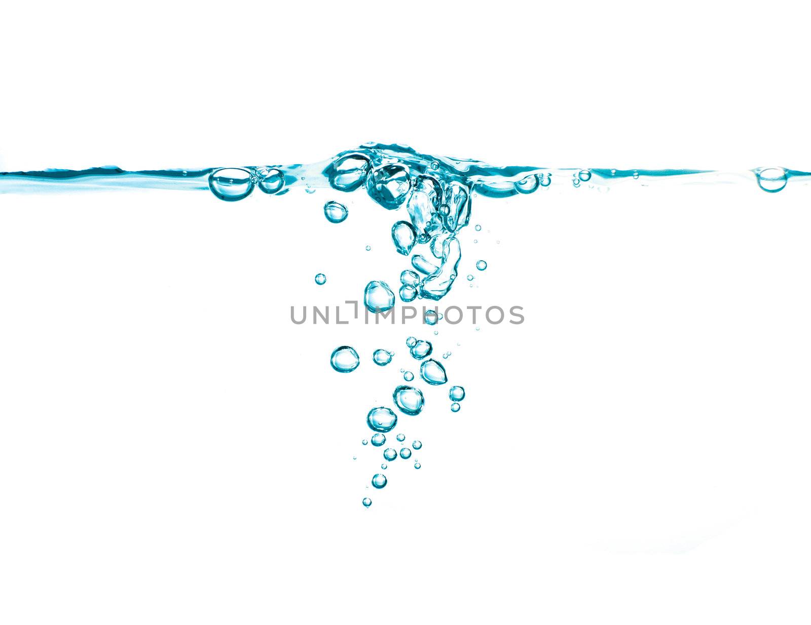 abstract water with bubbles isolated on white