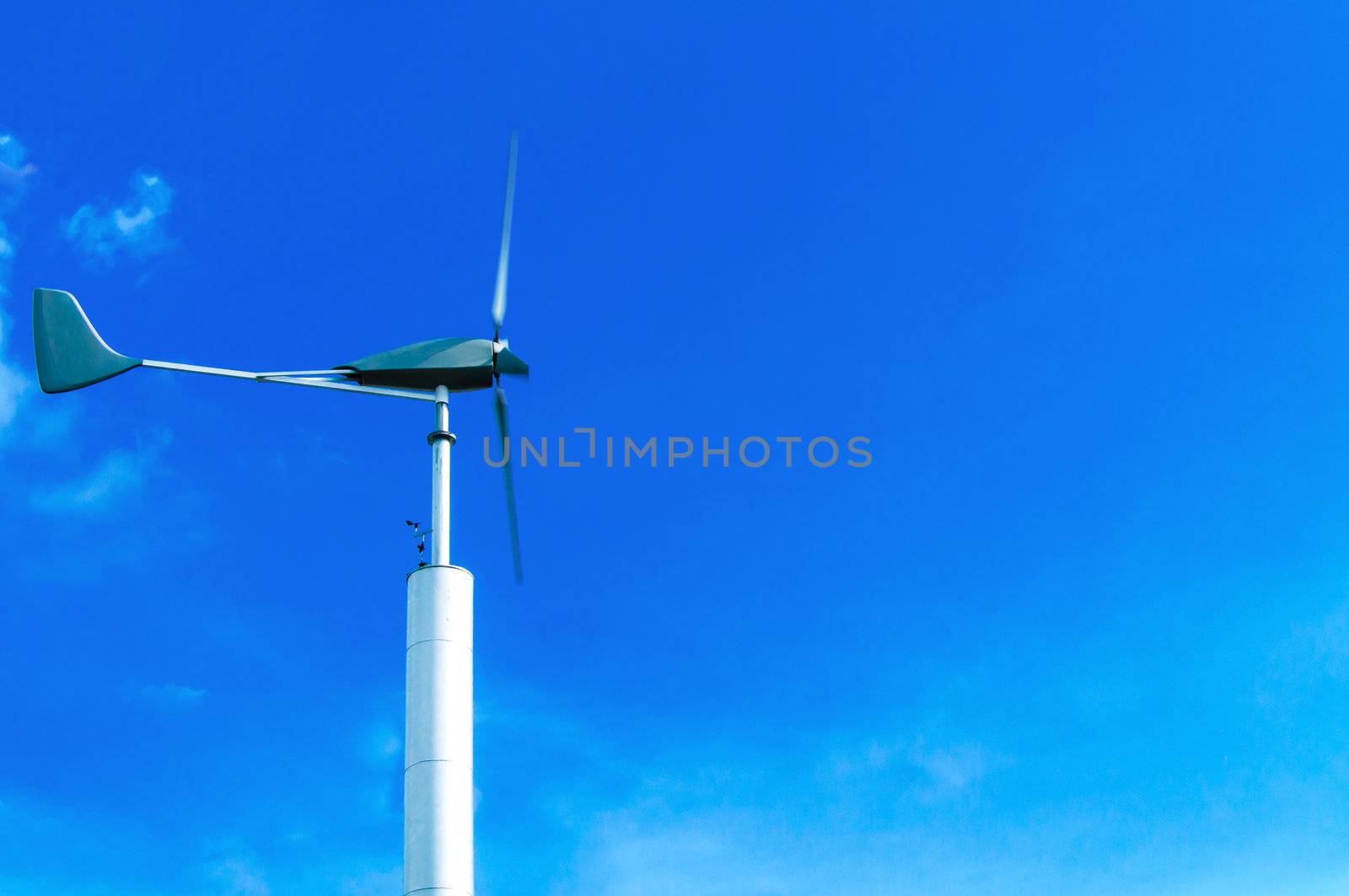 wind turbine on  blue sky background