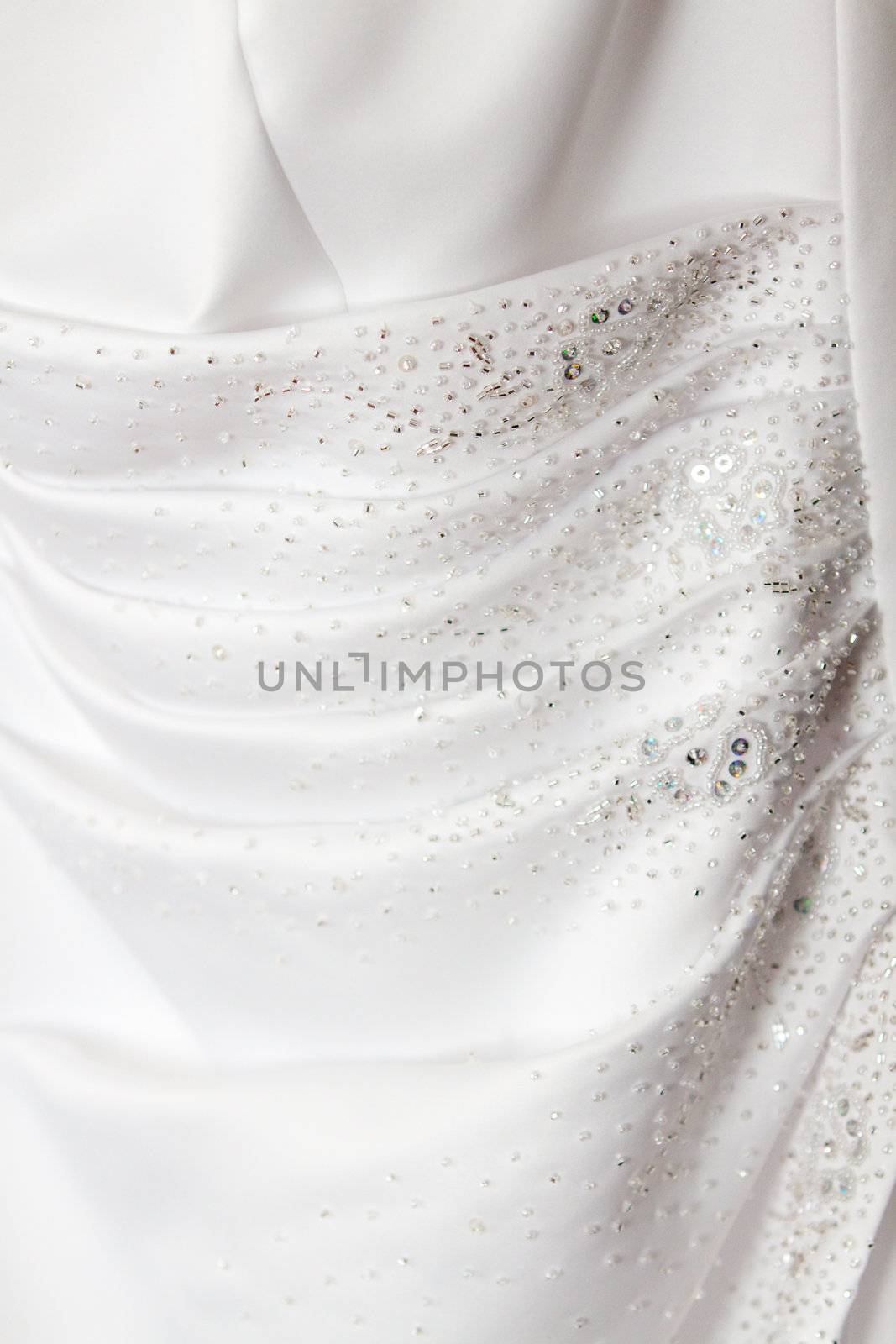 Sequins and ripples define the back detail of this beautiful wedding dress.