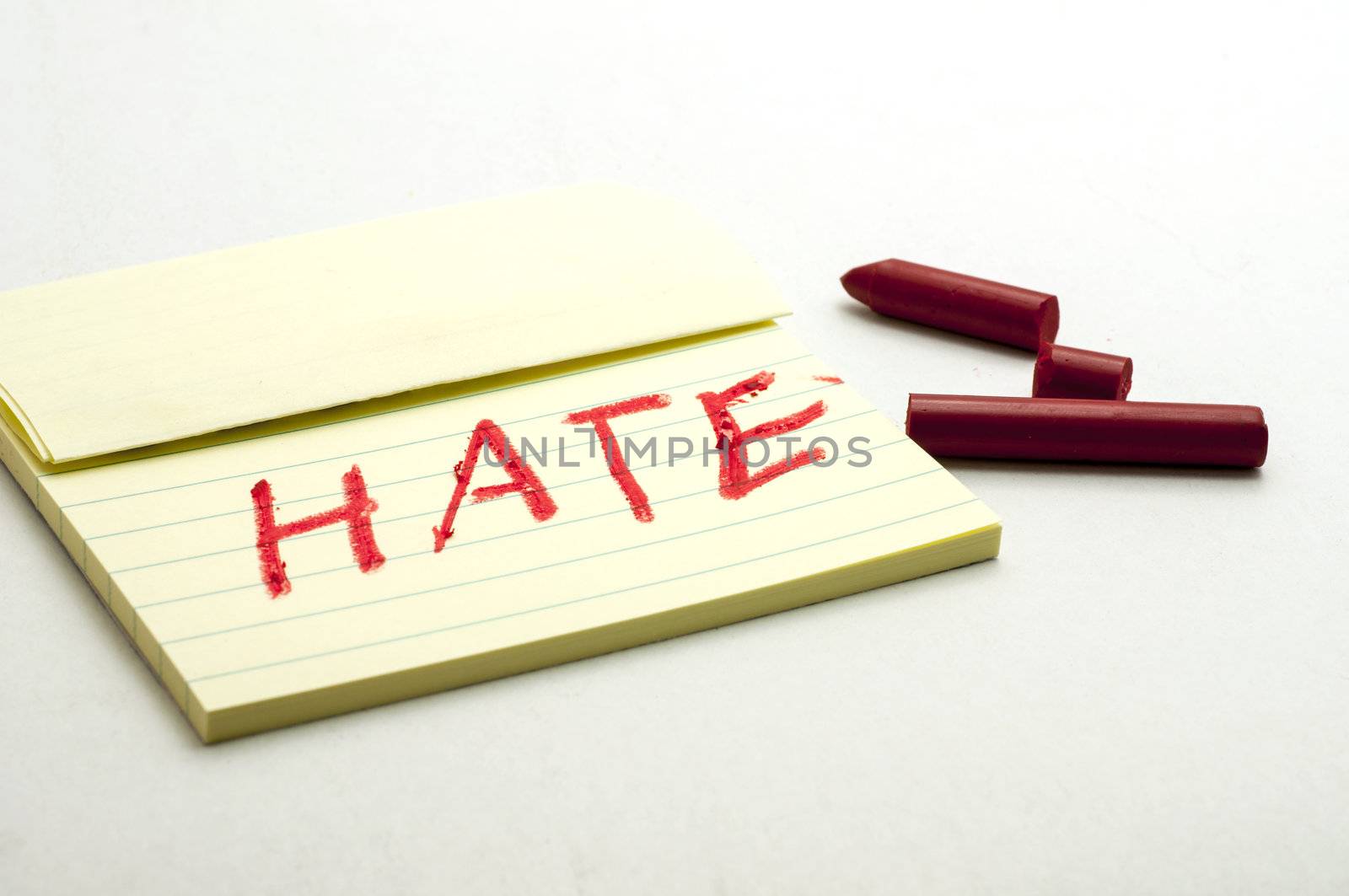 Handwriting hate with crayon