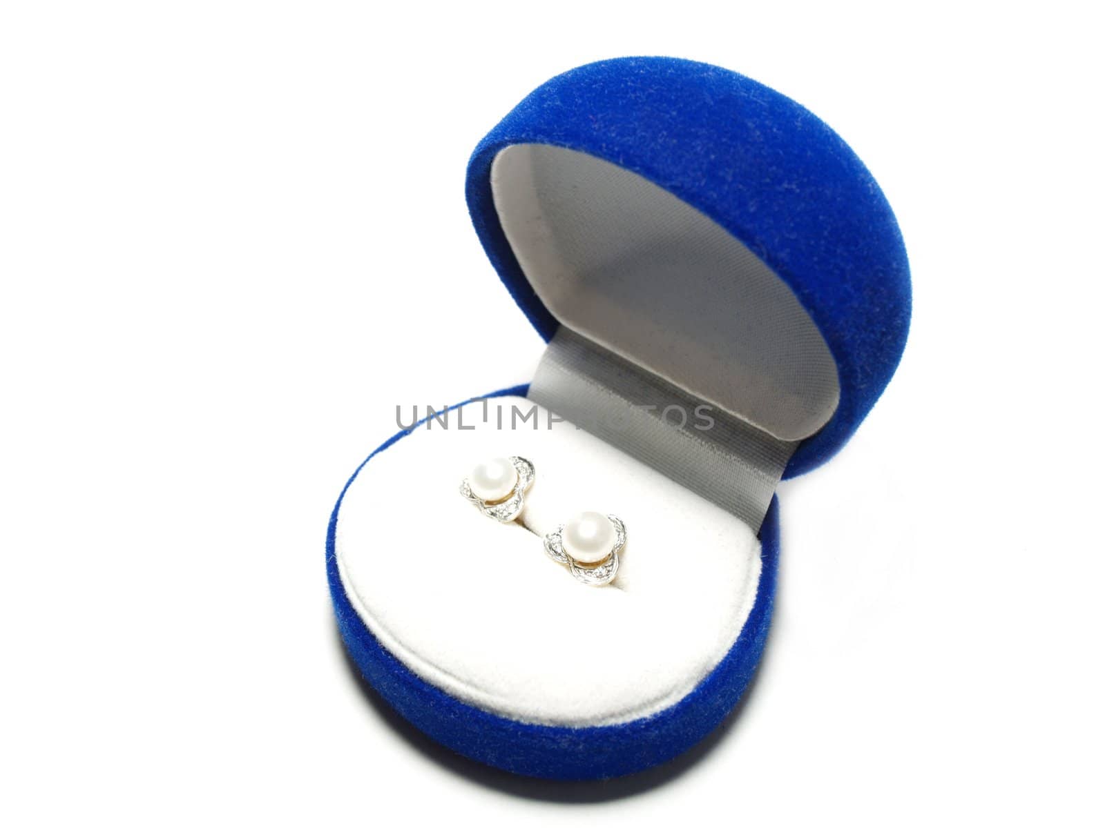 Earrings in a blue box