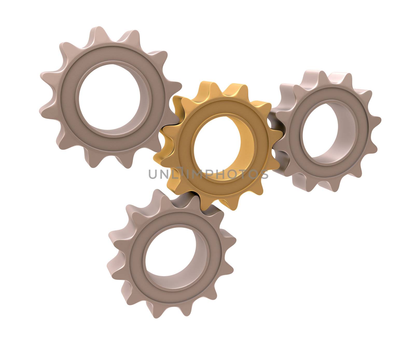 Pinion gear close-up on a white background