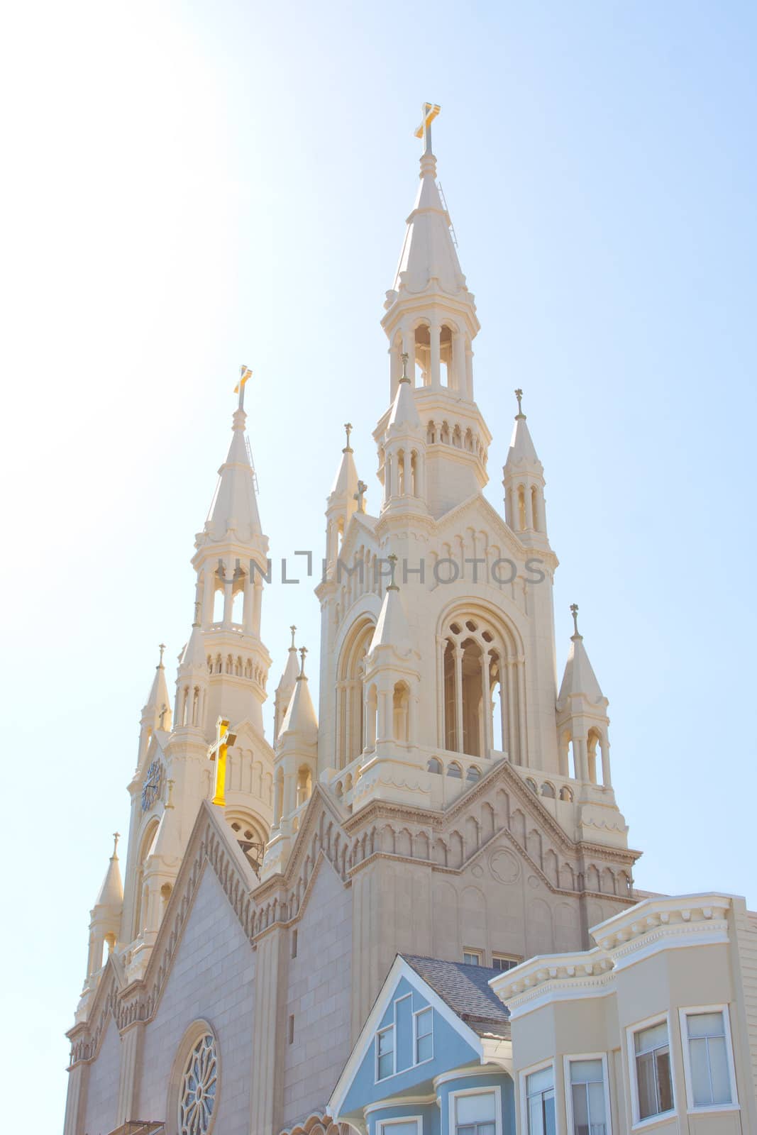 A very old church in San Francisco is beautiful and still in use with great details.