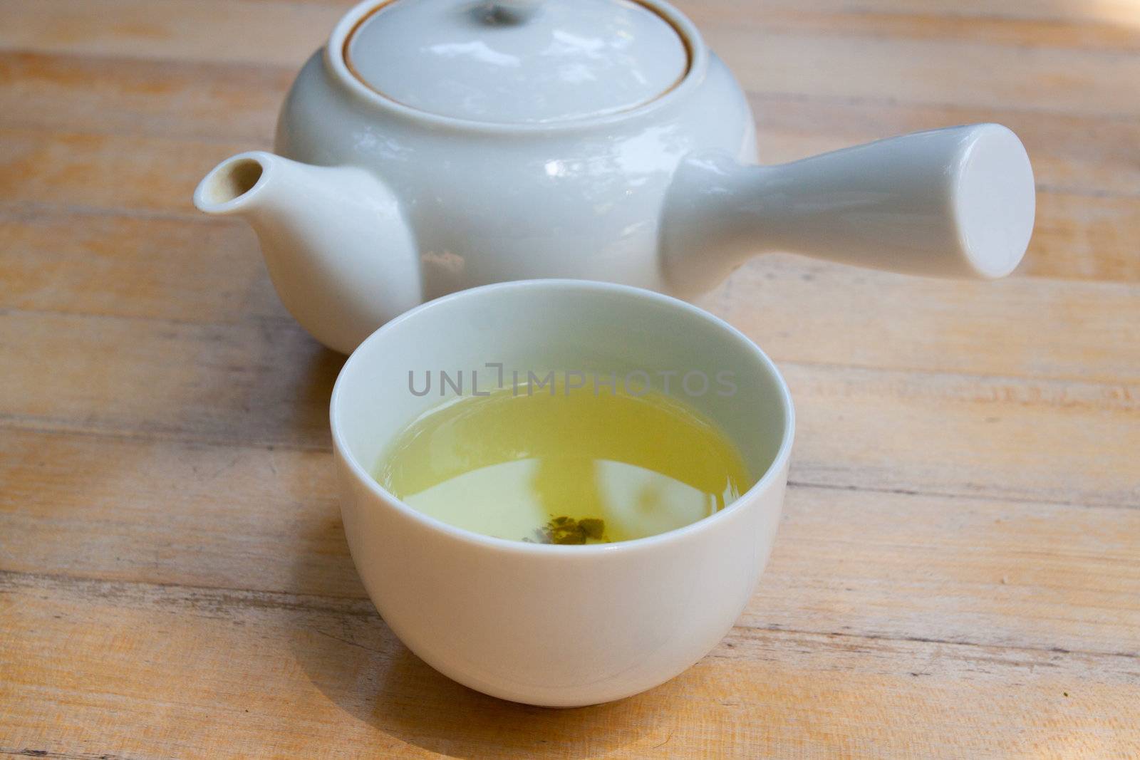 Green tea is served in Japanese tea garden in San Fracisco.