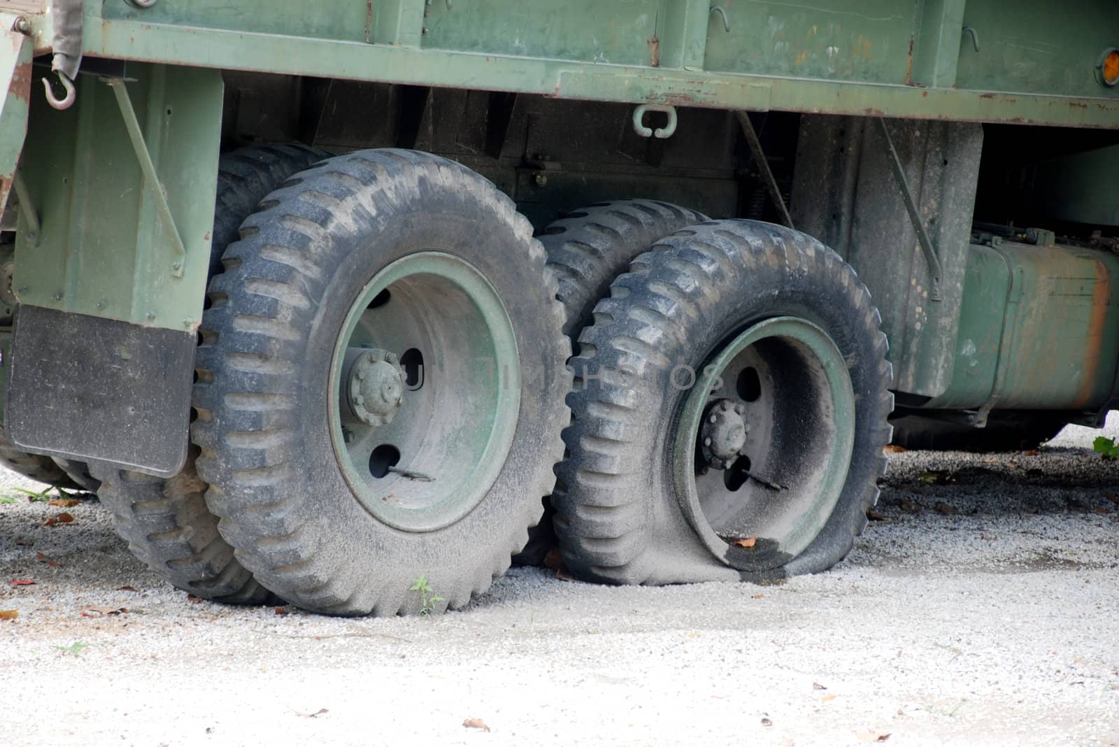 Detail Shot of a Flat Tire on a truk