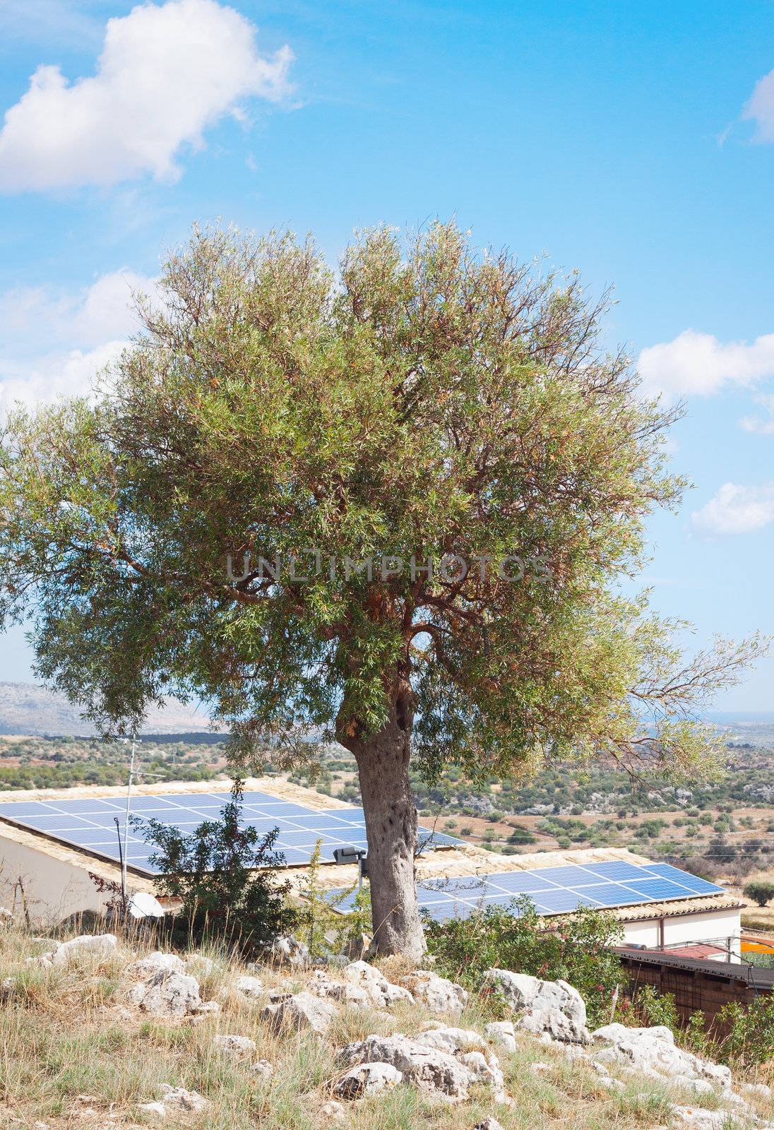 Renewable energy on a house in Sicily, Italy