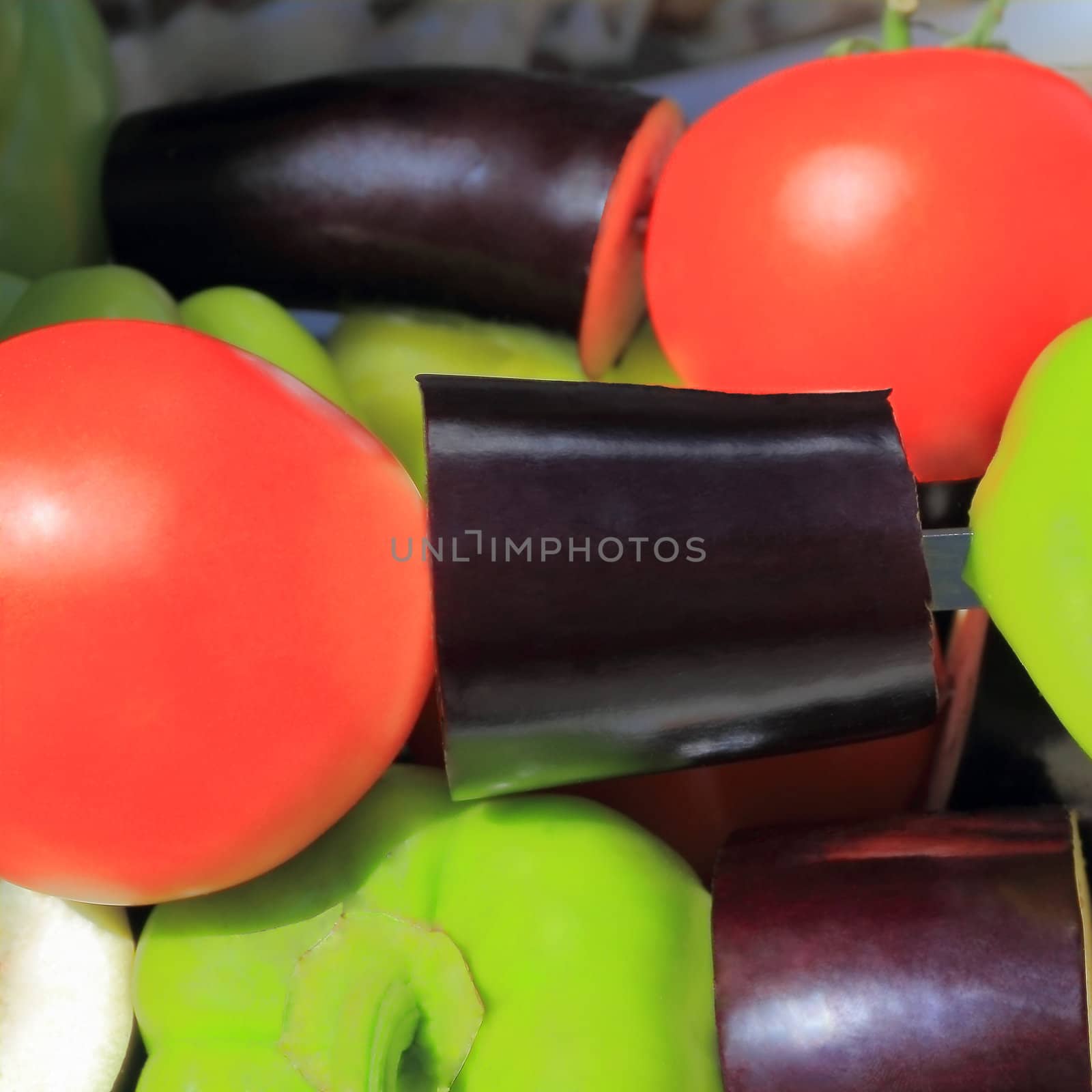 Image of red green and violet raw vegetable