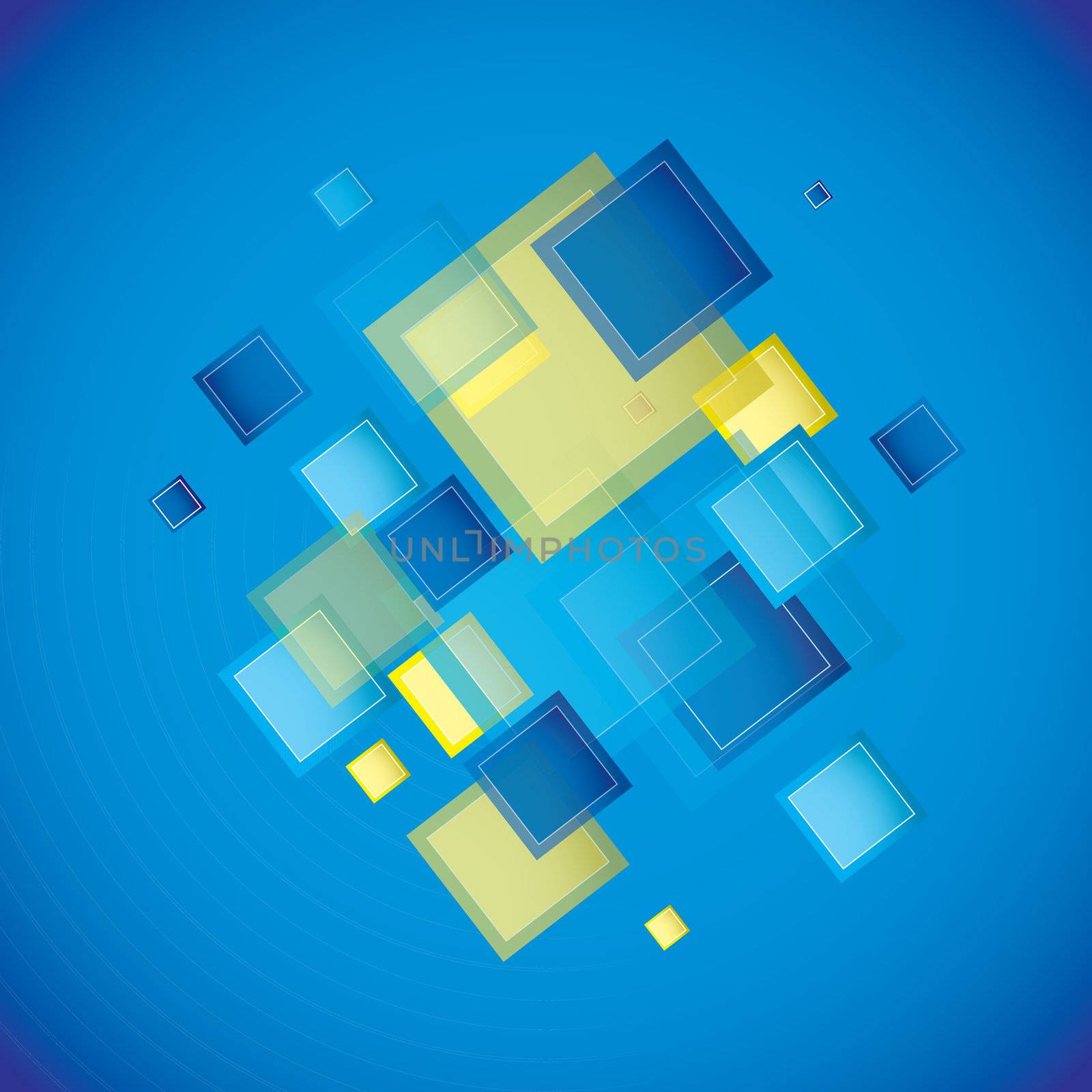 Blue square background with square elements
