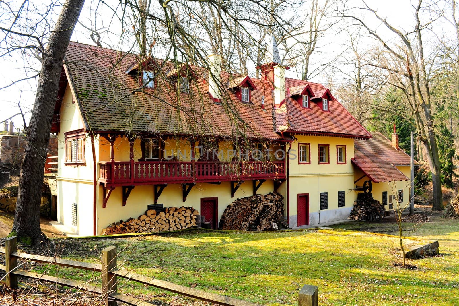 Typical country estate on the territory of Konopiste chateau near Prague, Czech Republic