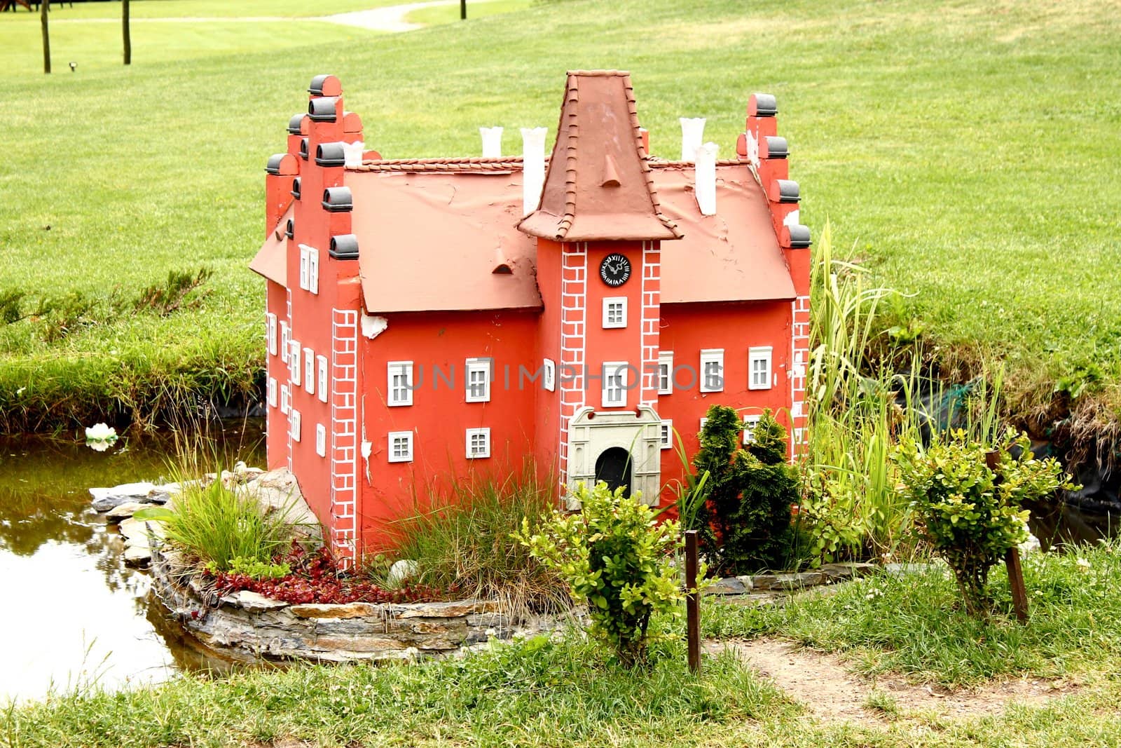 Model of the Cervena Lhota castle in the Berchtold park near Prague, Czech Republic