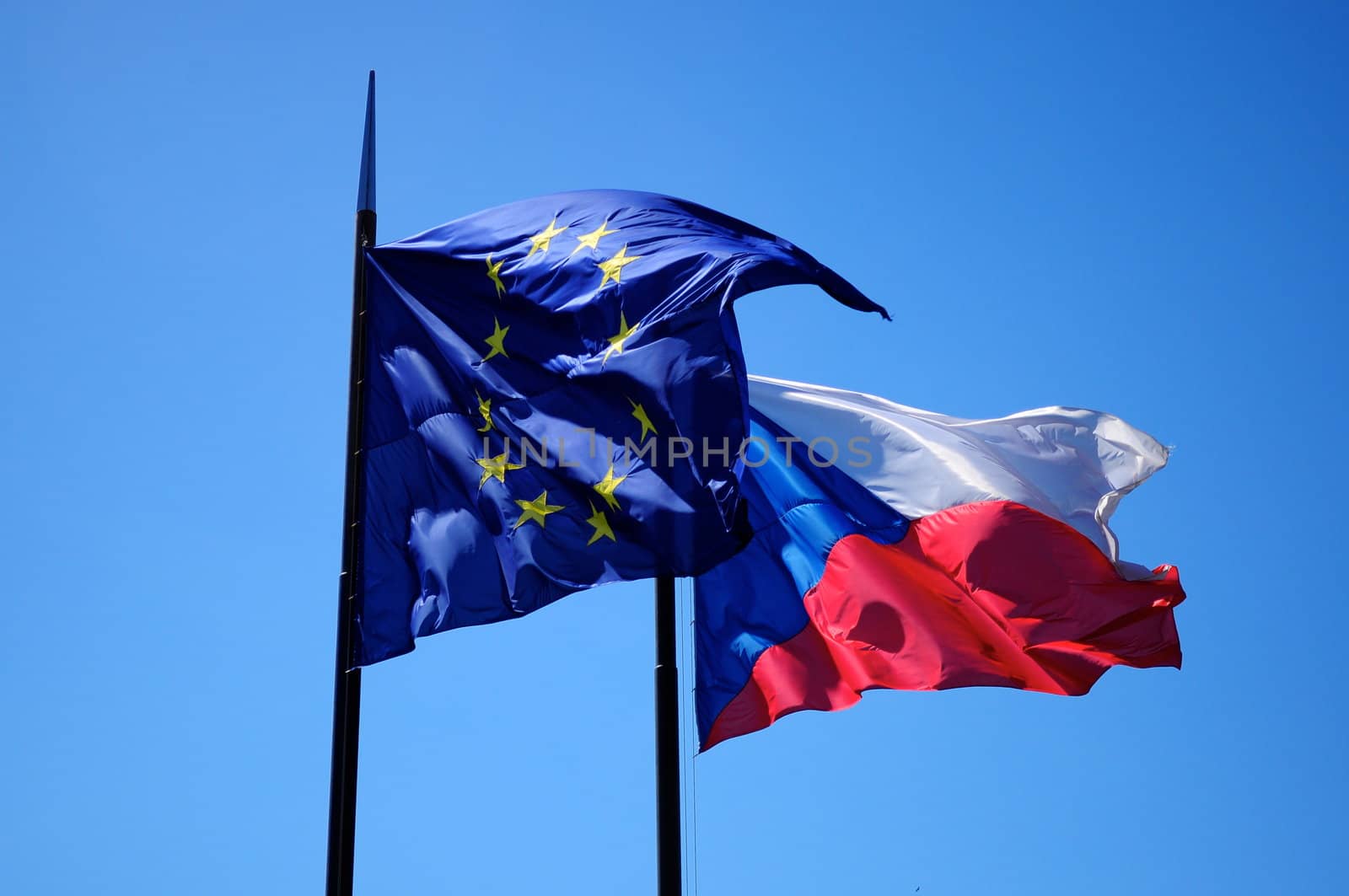State flags on blue sky background by AnnaNouvier