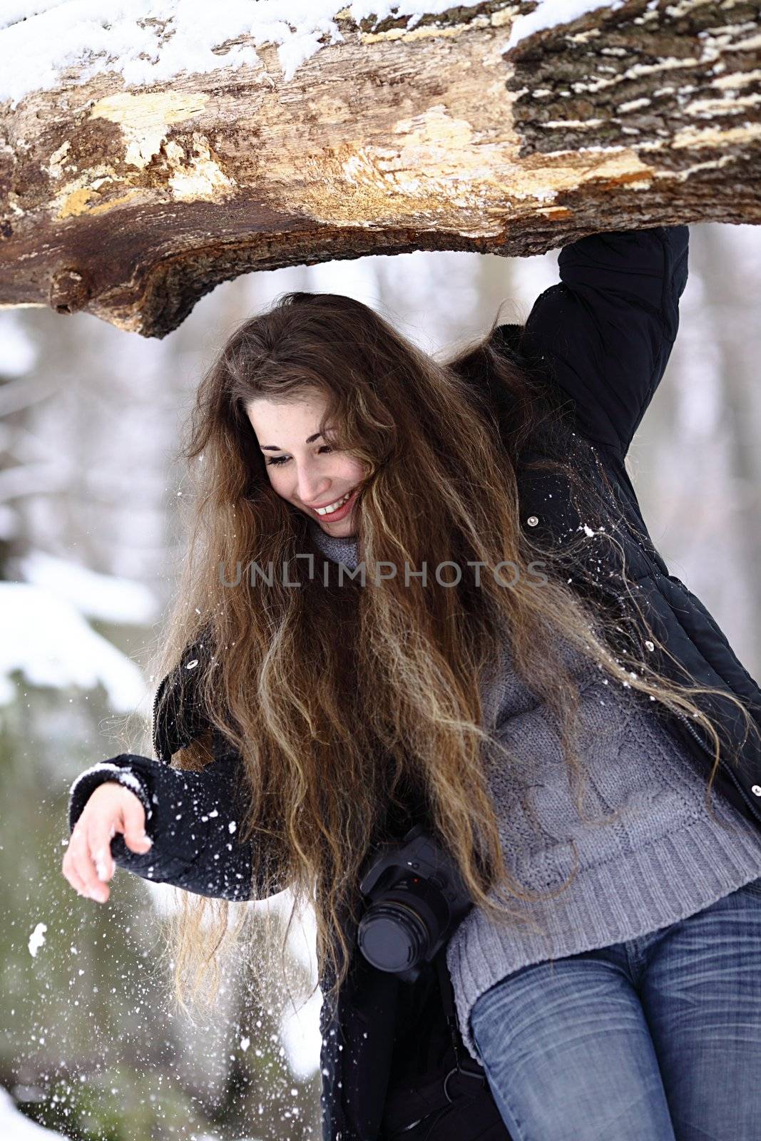 Outdoor winter portrait of a woman