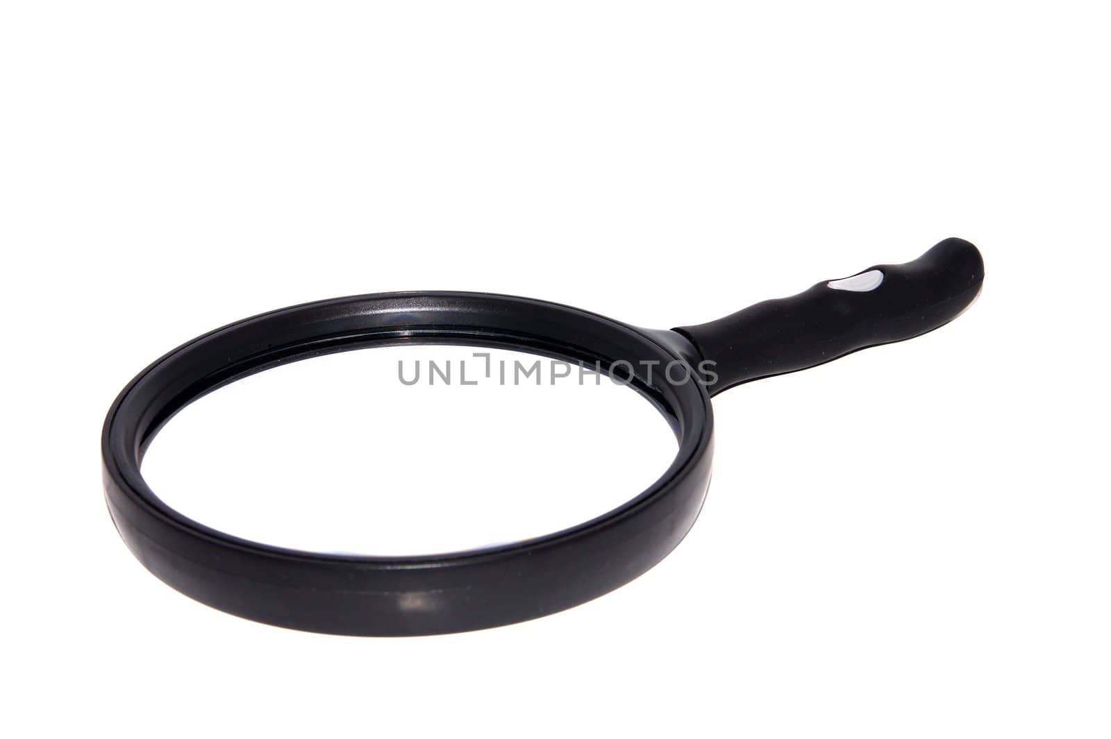 Big magnifier closeup on white background