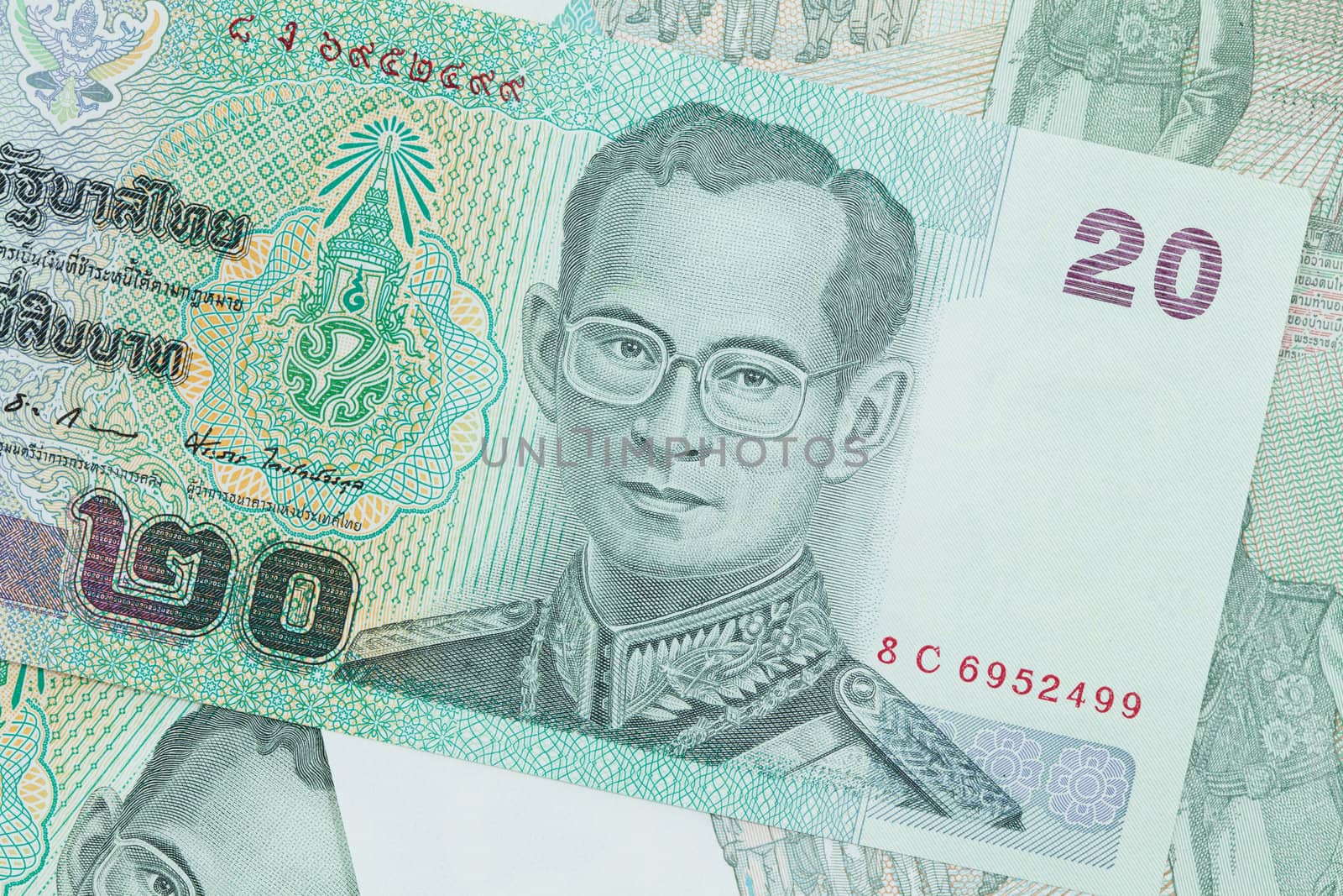 Close-up of twenty thai baht