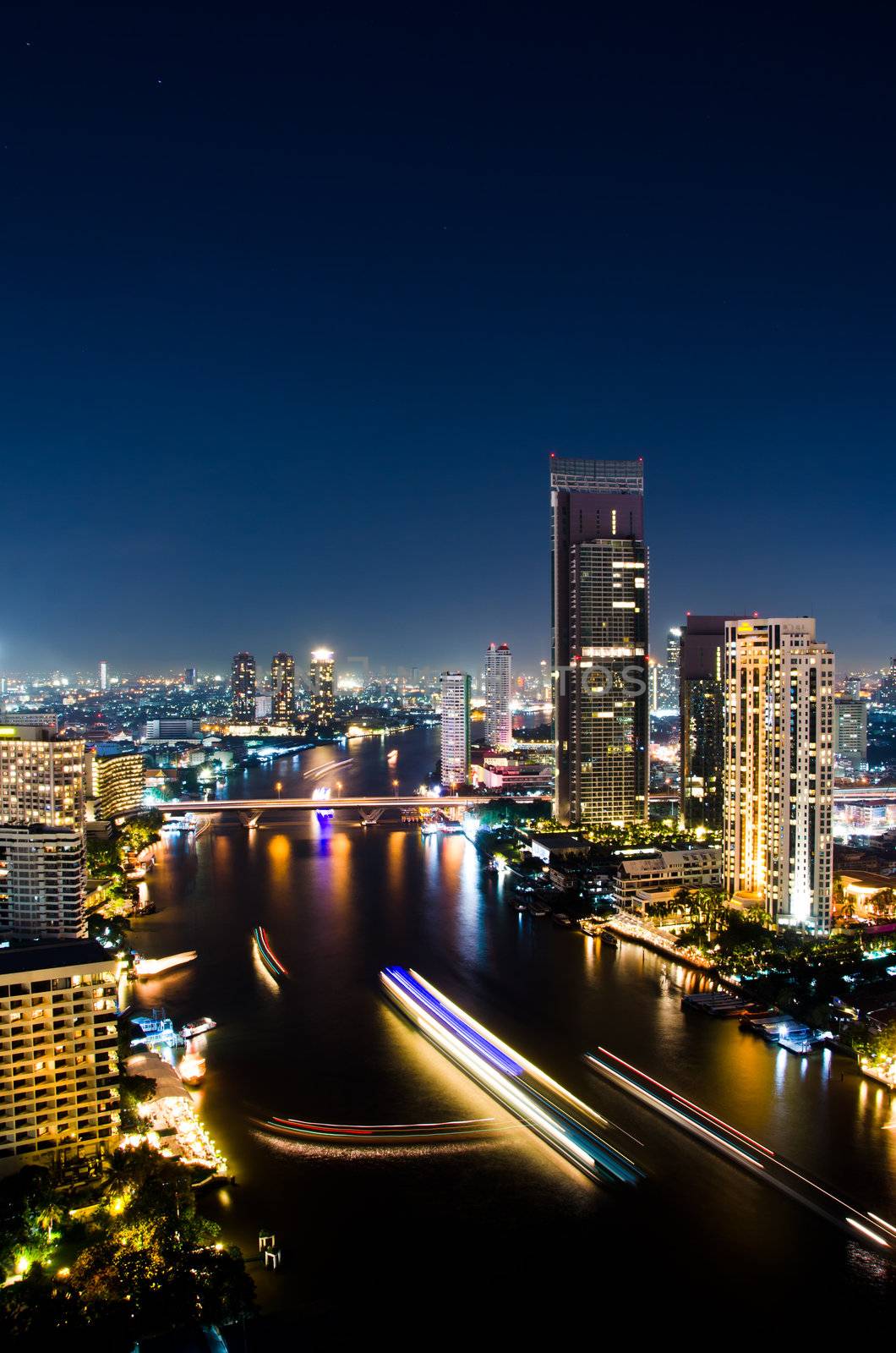 City center of Bangkok Thailand at night.