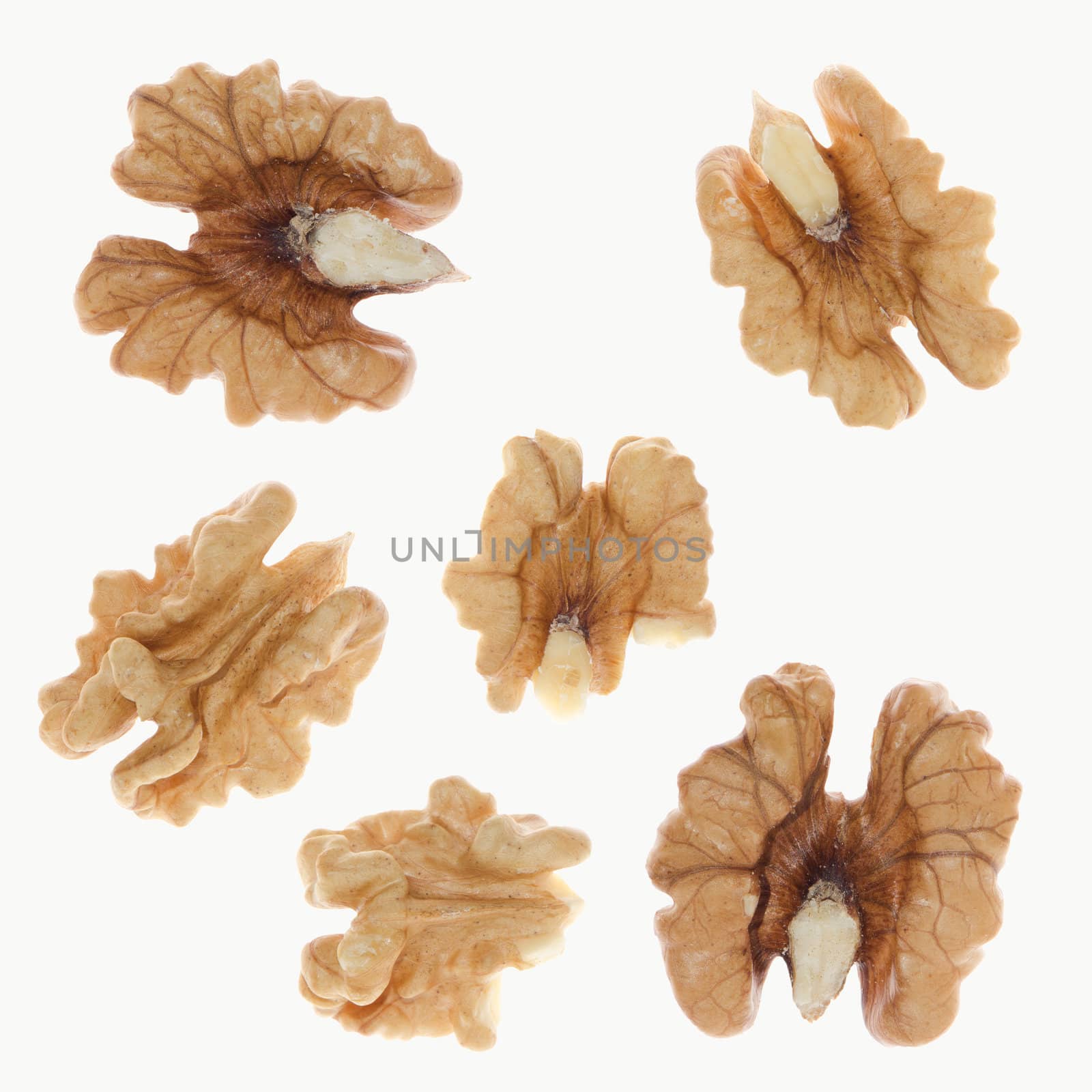 Walnuts isolated on white background.