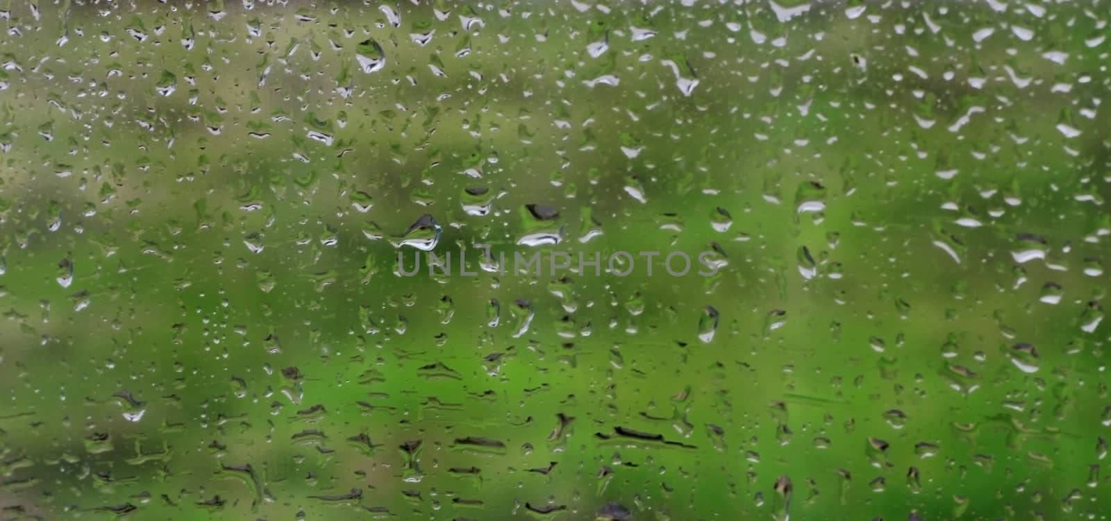 Water drops on window glass after rain