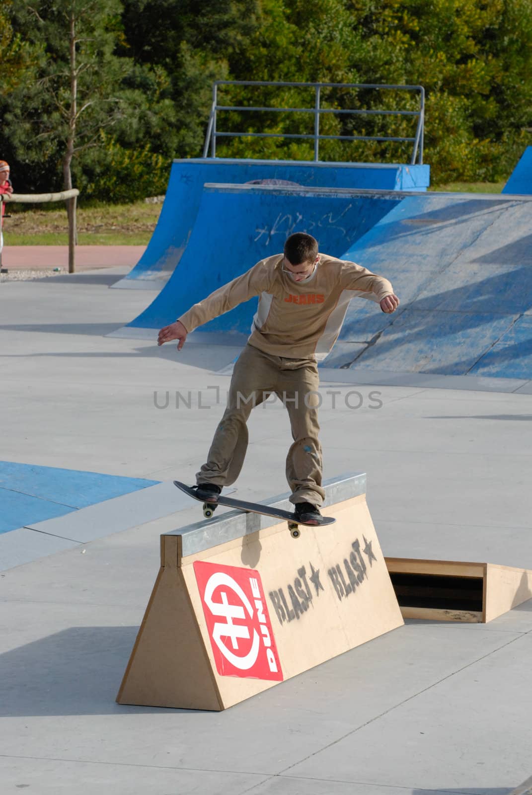 ILHAVO, PORTUGAL - MARCH 16: Unknown skater on BS boardslide during the Skate Open Ilhavo on March 16, 2008 in Ilhavo, Portugal.