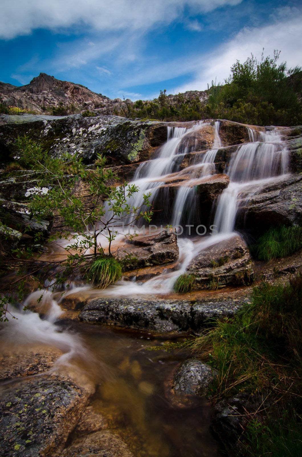 Beautiful waterfall in the National Park of Serra da Estrela in Portugal.