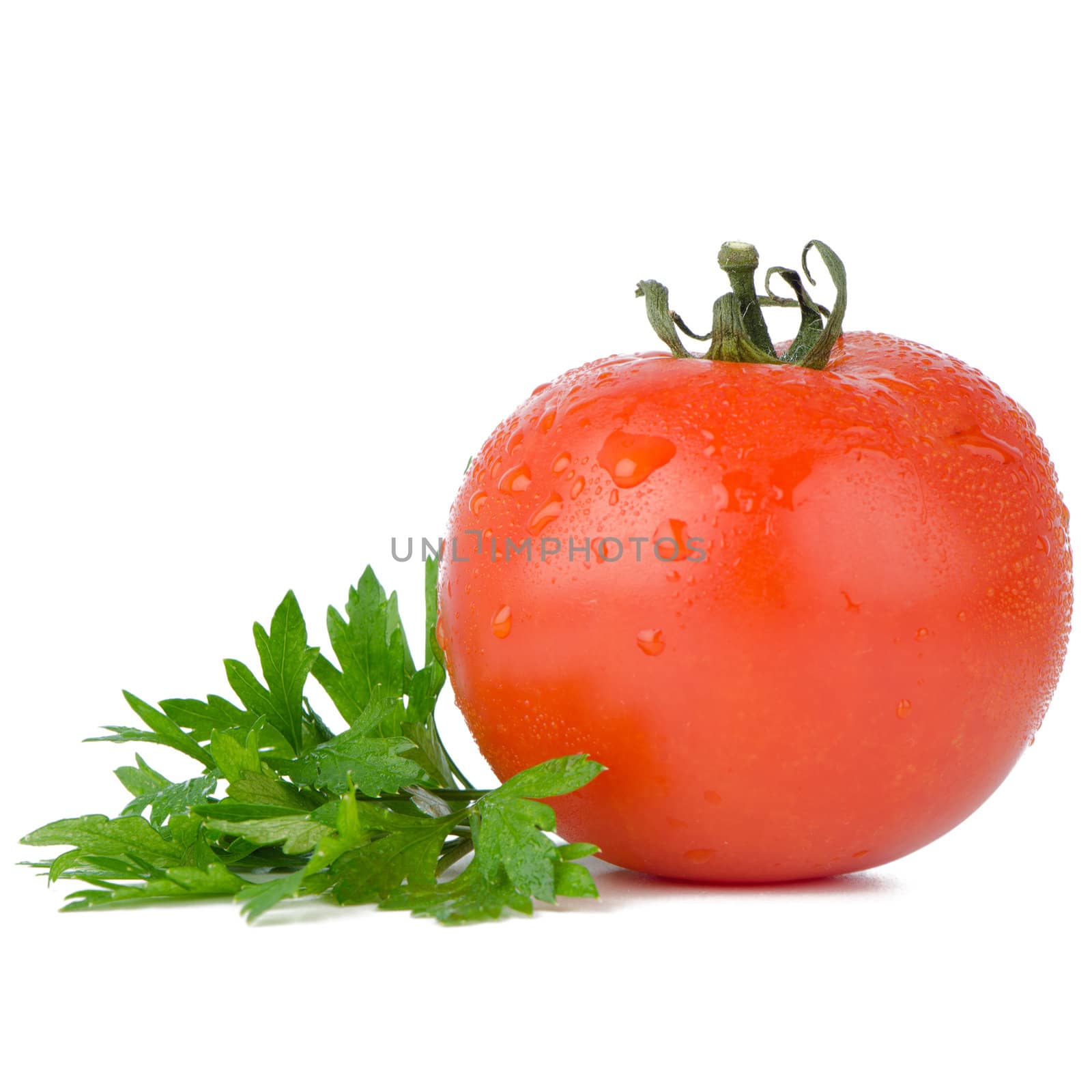 Red tomato isolated on white background.