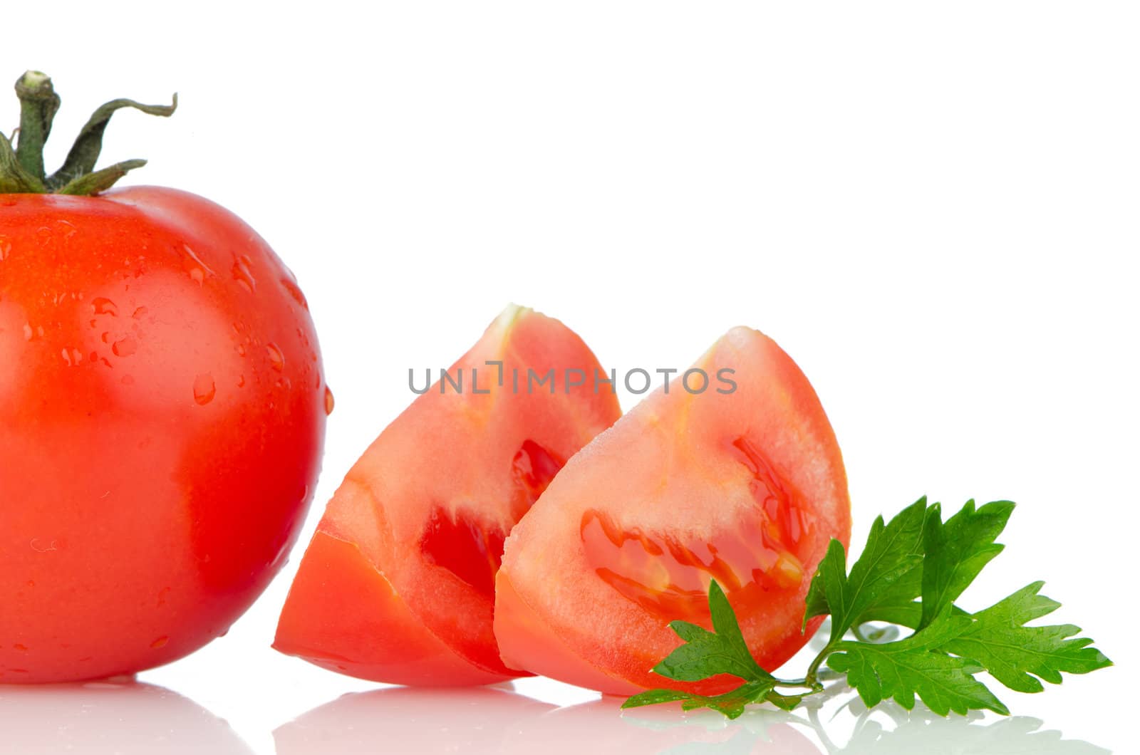 Red tomatoes isolated on white background.